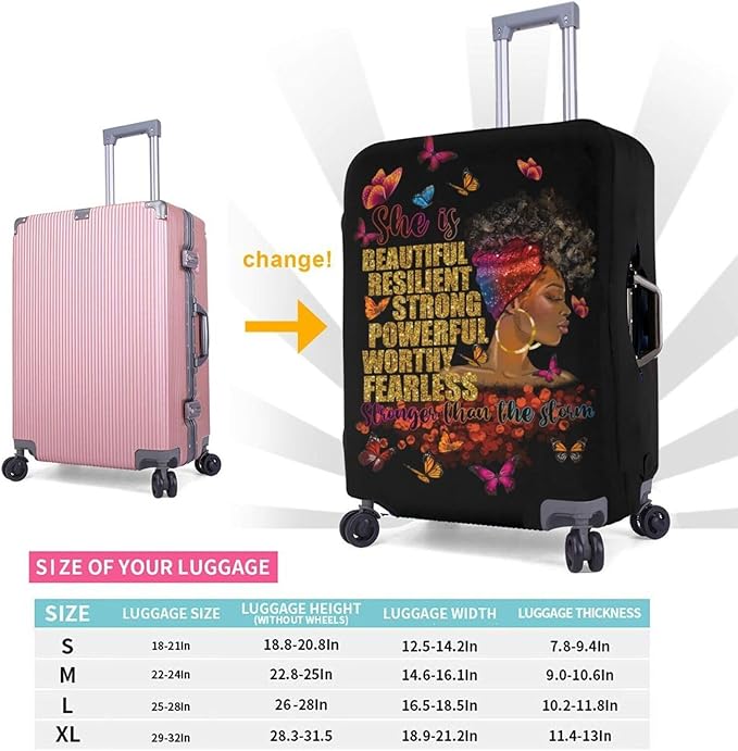 Travel Suitcase Protector African American Girl Elastic Protective Washable Luggage Cover With Concealed Zipper Suitable For 18-32 Inch(L (for 25-28 inch luggage))