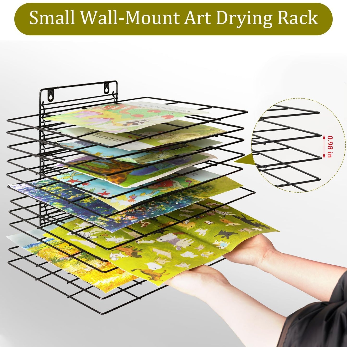 Lzttyee Art Drying Rack for Classroom Paint Drying Rack Small Art Drying Rack Wall Art Storage Rack with 12 Removable Shelves for Classrooms and Art Studios (Black, 12 Shelves)