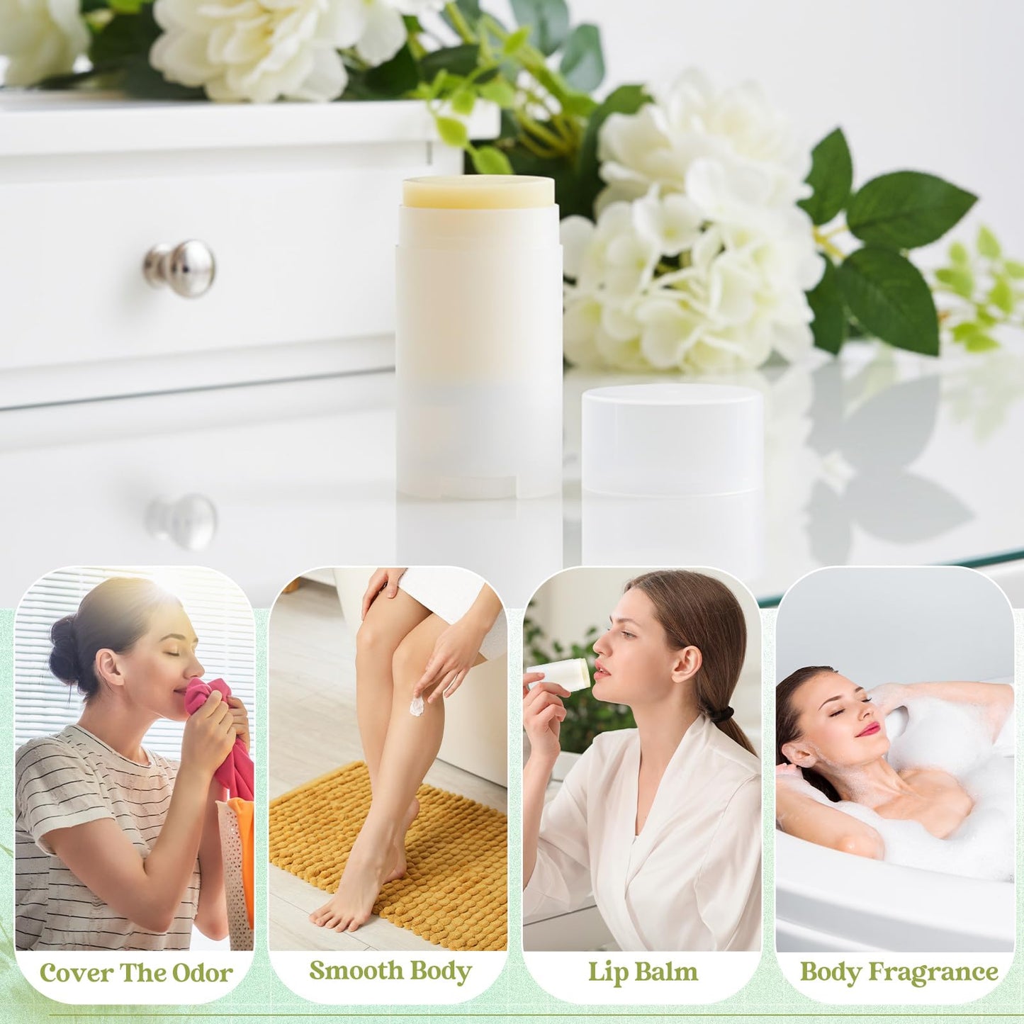 Teenyyou 50 Pack Transparent Empty Deodorant Containers, 75ml/2.5oz, Bottom Filling, Refillable Deodorant Tubes Lipstick Balm Tubes Twisted, Plastic Oval for Homemade DIY Aromatherapy, Balm, Lotion