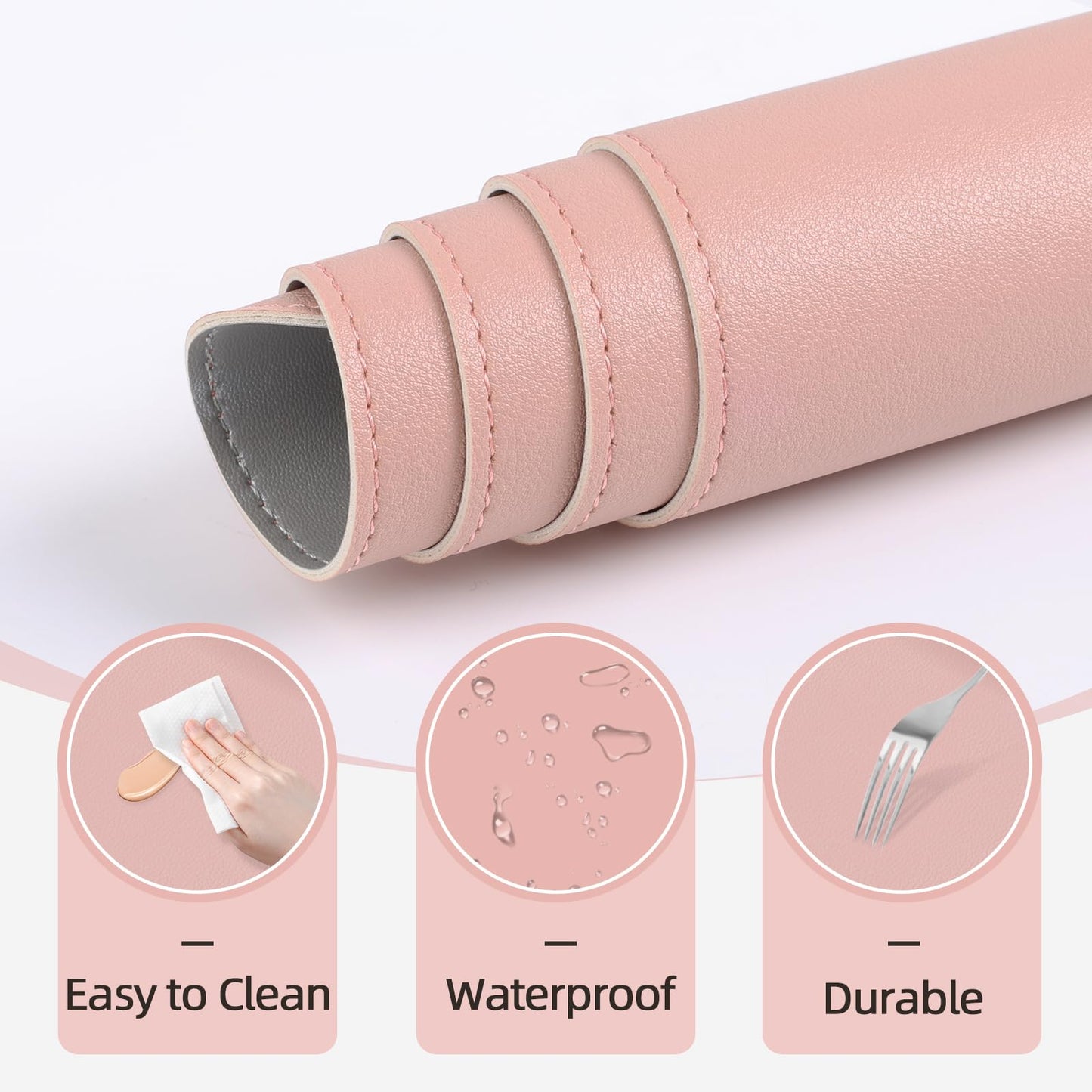 Makeup Mat for Vanity to Protect Desk Top 23.6 x 11.8 in, Dual-Sided Makeup Mat, Easy to Clean Desk Pad - Waterproof and Oilproof Vanity Accessories (Pink and Silver)