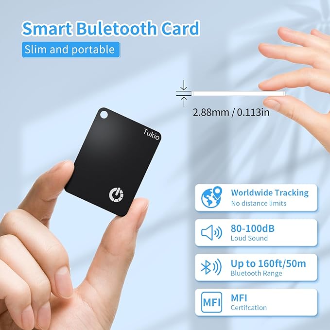 Smart Air Tracker Tag [Apple MFi Certified]- Compatible with Apple Find My (iOS only), Bluetooth Tracker Smart Card Wallet Finder with Wireless Charging, 0.11in Slim, Item Locator for Luggage Tags.