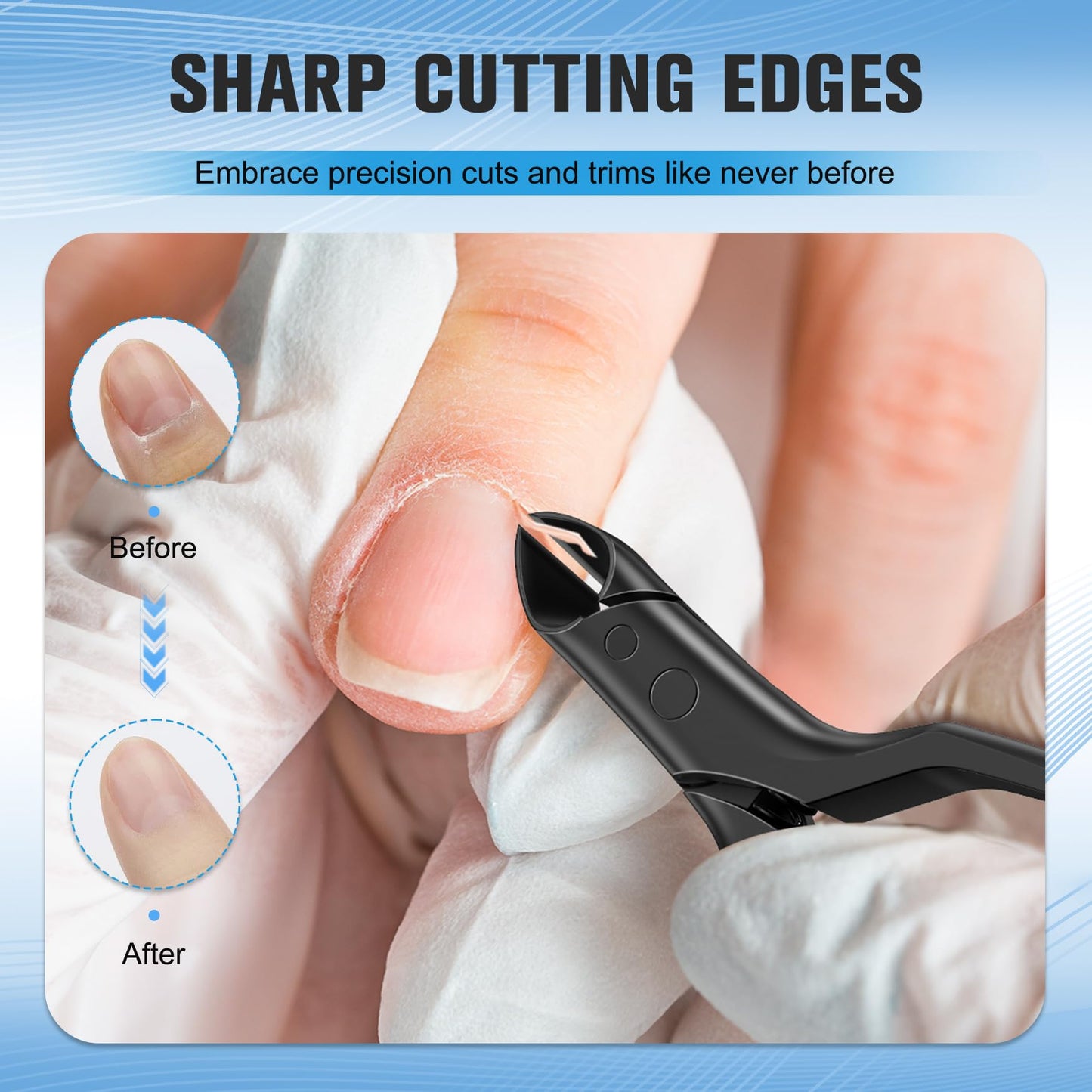 FERYES Professional 1/2 Jaw Cuticle Nippers - 4R13 Stainless Steel Cuticle Clippers with Built-in spring Design, Ultra-Sharp Precision Blades for Manicure, Pedicure & Dead Skin Removal