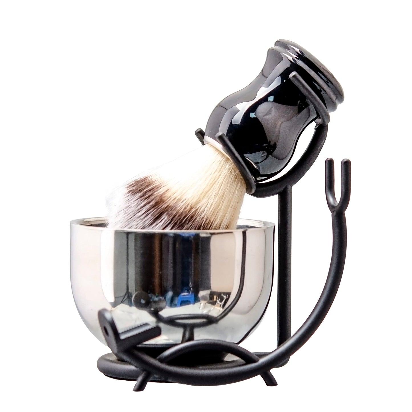 Grandslam Shaving Brush and Bowl Kit for Men, 3 in 1 Shaving Brush Set, Stainless Steel Shaving Bowl and Stand, Shaving Kit for Men