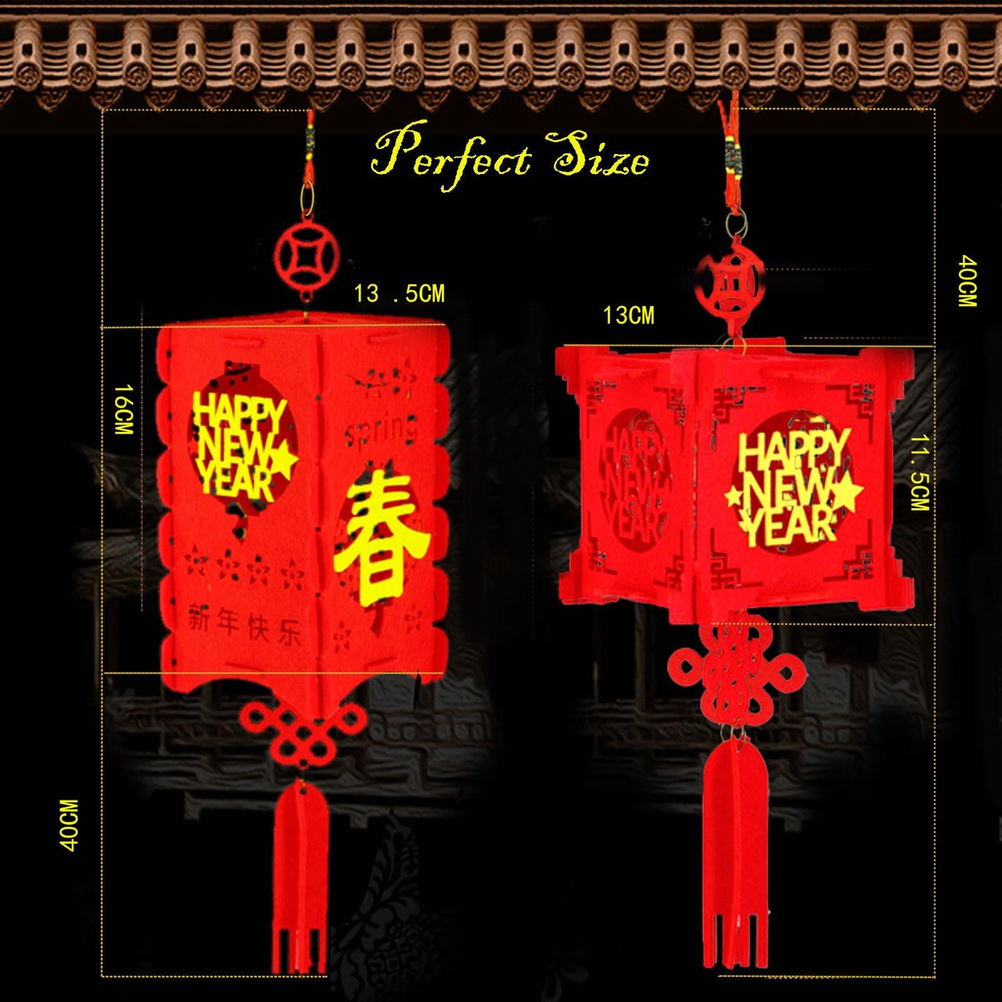 4 Pcs DIY Red Lanterns Kit for Spring Festival - 2026 Chinese New Year Decoration, Chinese New Year Décor, for Wall and Door, Best Lucky Party Gift for Kids