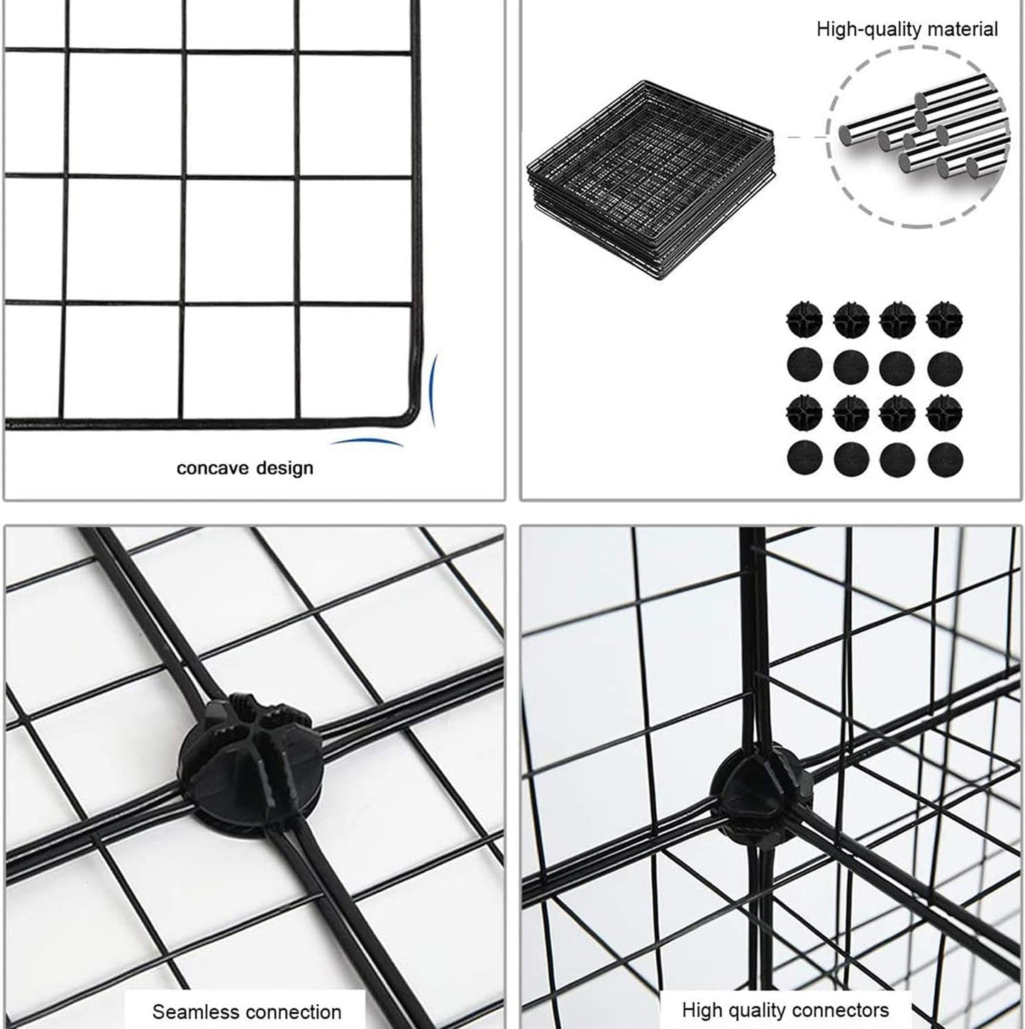 C&AHOME Wire Cube Storage, 4-Cube Storage Organizer Metal, C Grids Storage Bins Shelving, Modular Bookshelf Shelf, Closet Cabinet Ideal for Bedroom, Office 12.4”L x 24.8”W 36.6”H Black UWCS3004B