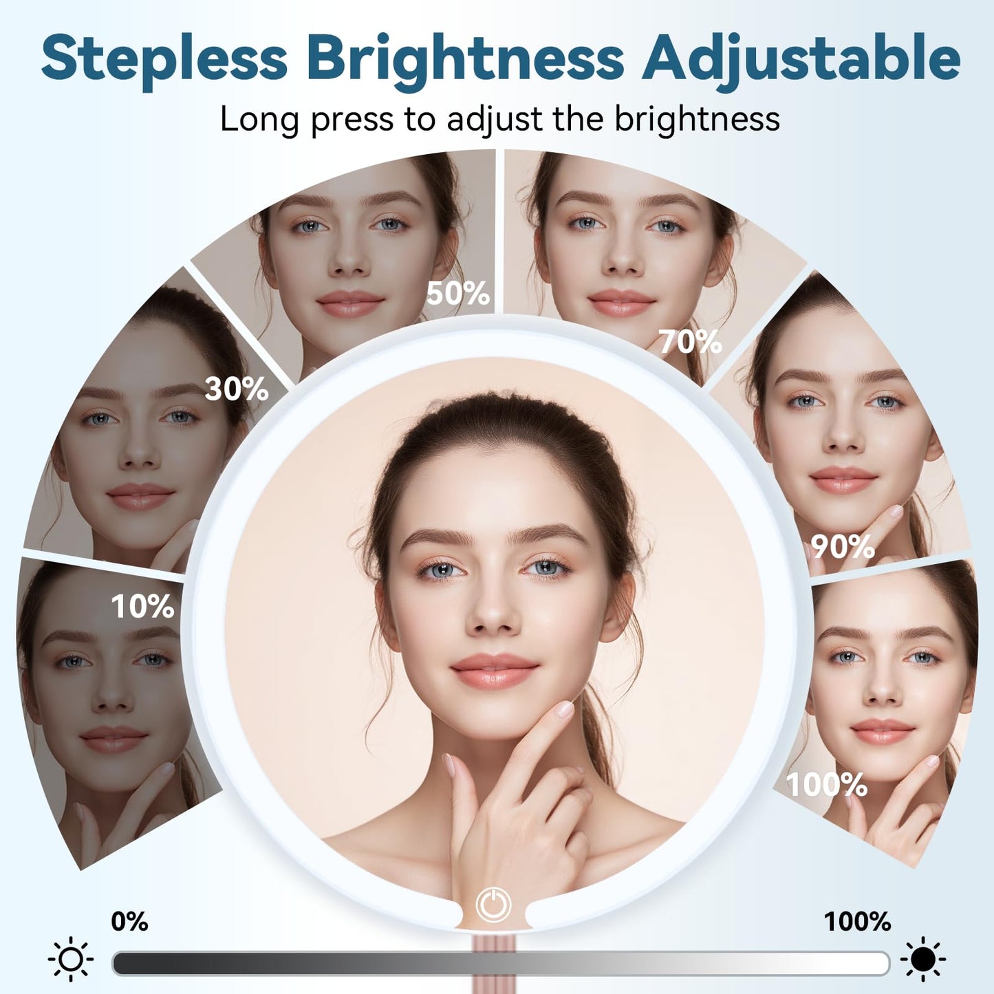 SKSFLY Makeup Mirror with Lights, 4K Ultra-Clear Reflection, Long-Press Adjustable Brightness, 3 Glow Settings, Flexible Multi-Angle Design – Perfect for Makeup