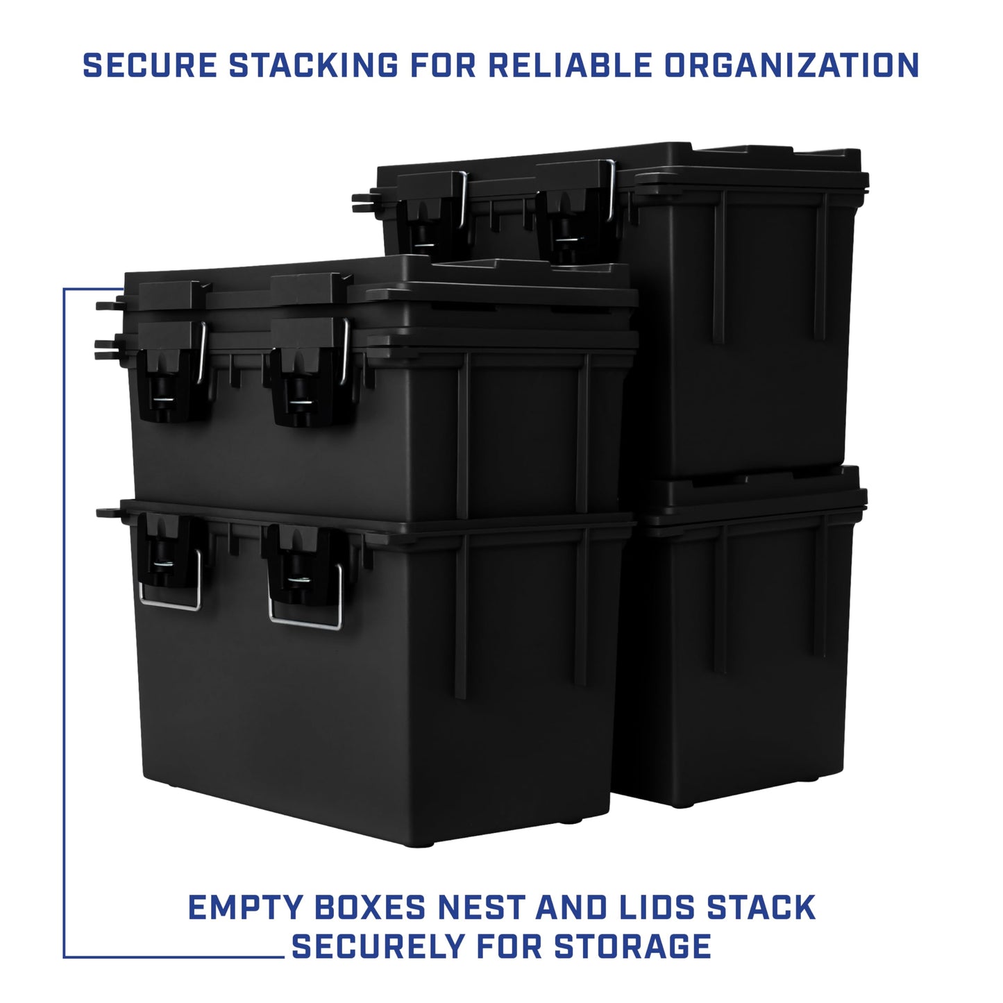 Sheffield 12764 XL Storage Bins With Lids, 4-Pack Stackable Storage Bins, Made in USA, Lockable and Water-Resistant Containers with Lids, Plastic Containers for Home, Classroom, and Dorm