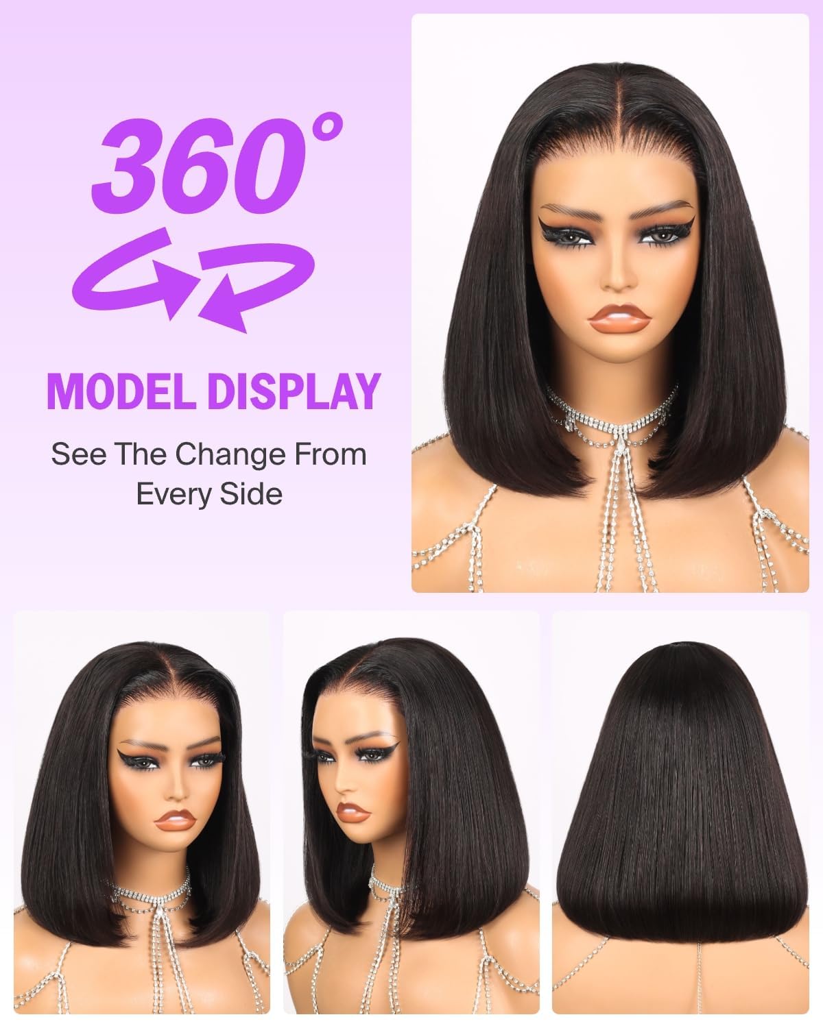 Megalook hair Bob Wig Human Hair 6x5 Glueless Wigs Human Hair Pre Cut HD Lace Closure Wig 12A Bob Wigs for Women Pre Plucked Pre Bleached Knots 12 Inch