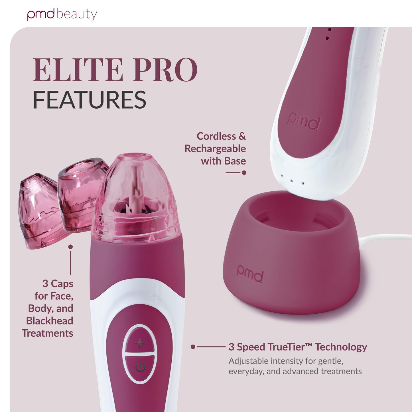 PMD Personal Microderm Elite Pro - At-Home Microdermabrasion Machine with Kit for Face and Body - Exfoliating Crystals and Vacuum Suction for Fresh and Radiant Skin - Three Speed and Suction Options
