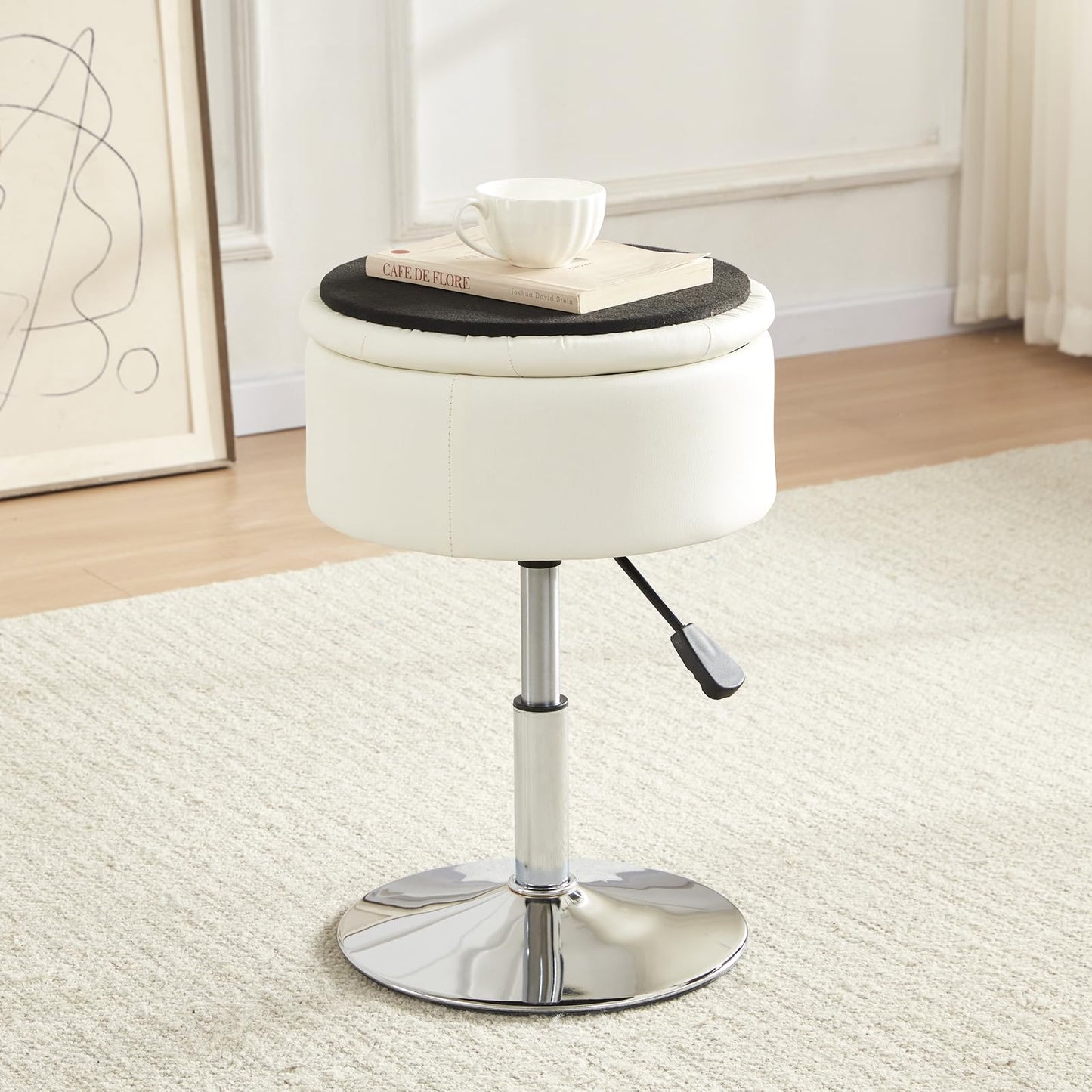 Gitrah Vanity Chair for Makeup Room Vanity Stool for Makeup Room Round Velvet Ottoman Tufted Makeup Chair Vanity Stools for Bathroom Height Adjustable
