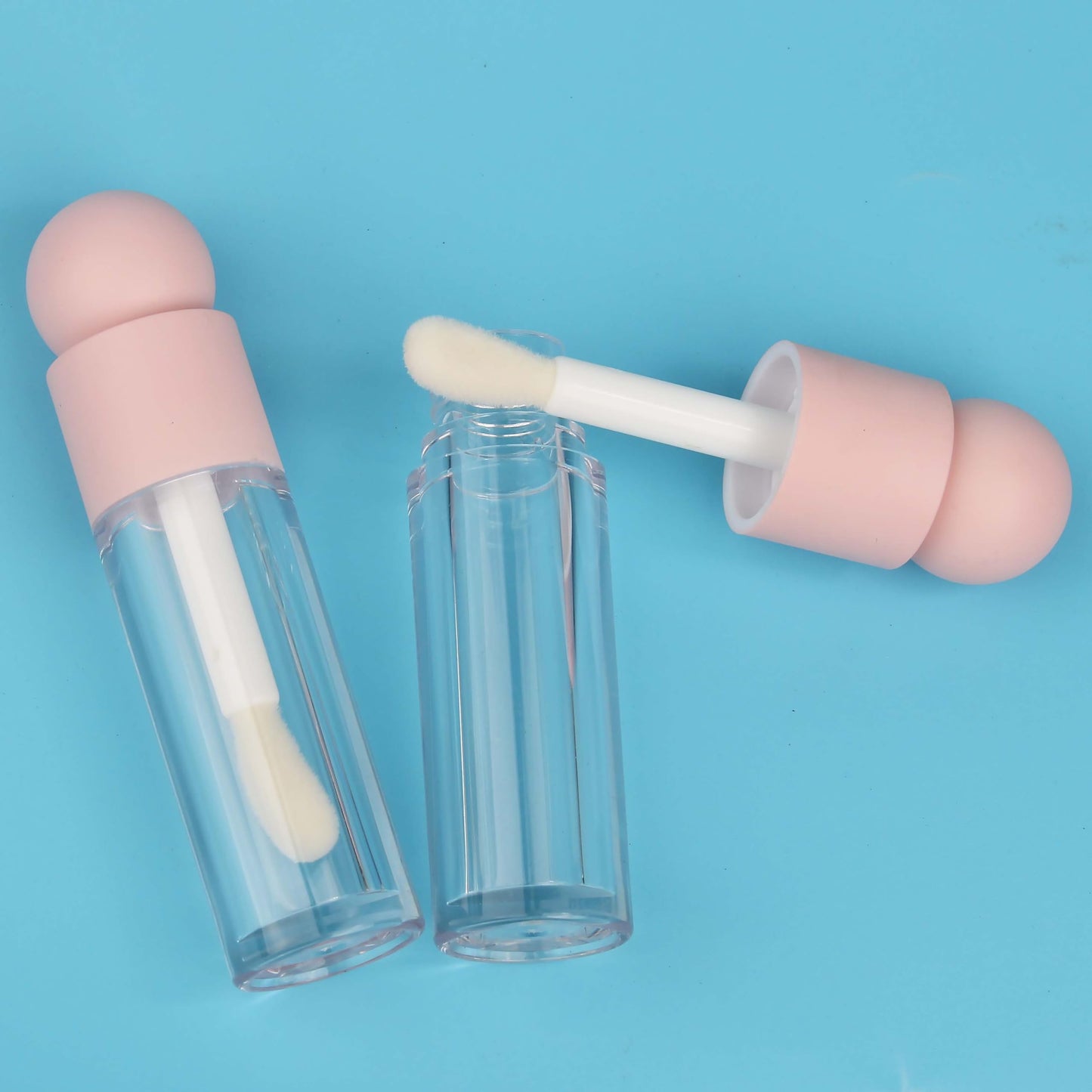 COSIDEA 16pcs Empty 5ml Pink lip gloss tubes with big wand large deo foot brush lipgloss tube container for lip oil