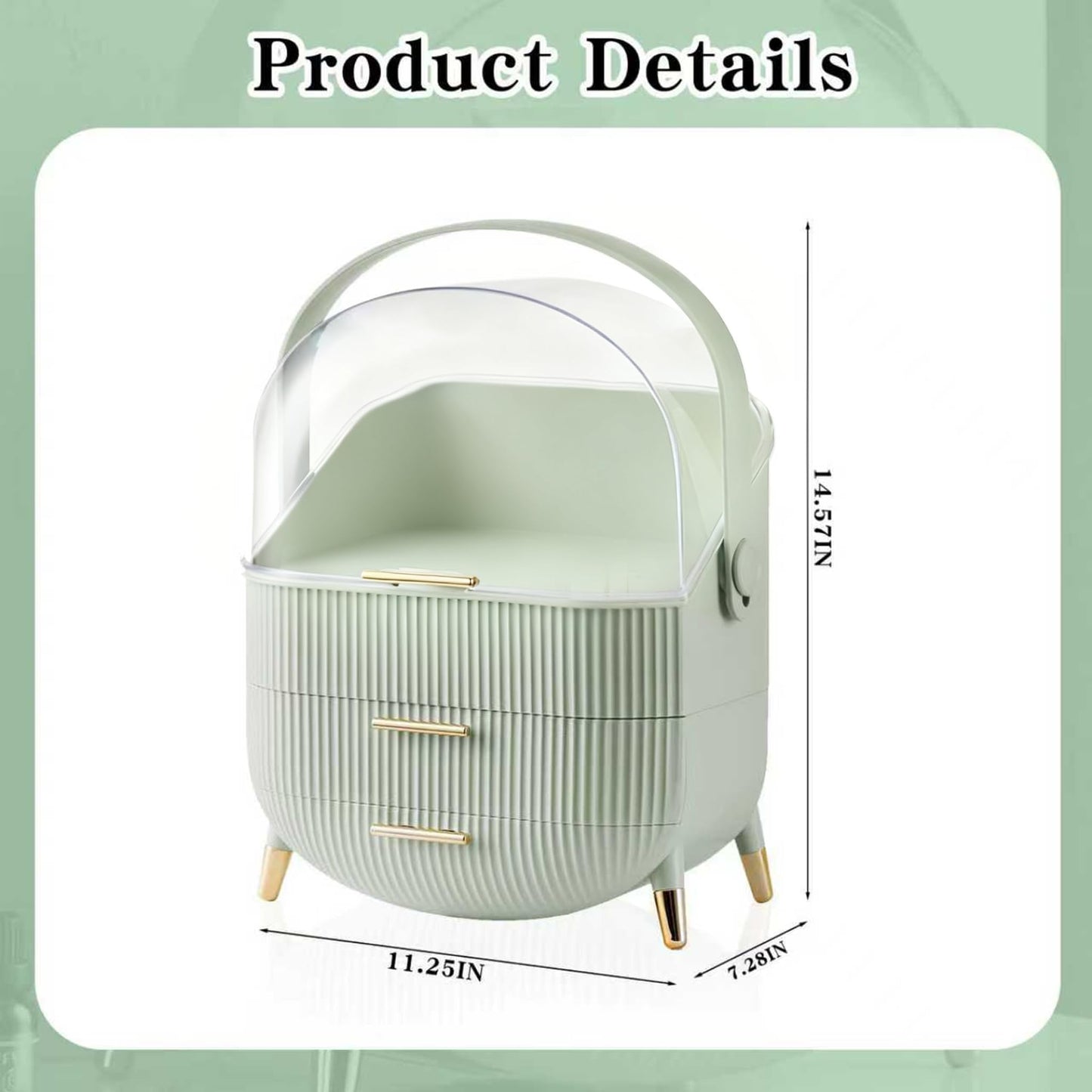 GLTAYLMY Makeup Organizer for Vanity, Cosmetics Skincare Organizers with Lid and Drawers, Cosmetic Display Cases for Countertop Bathroom Dresser, Ideal Gifts for Brush Lipstick Perfume Jewellry