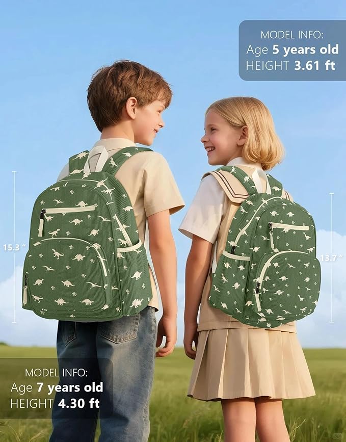 Corduroy Kids Backpack, Lightweight Boys Backpack 5-9, Boy Bookbag for Elementary School 15.3" H Fit Folder