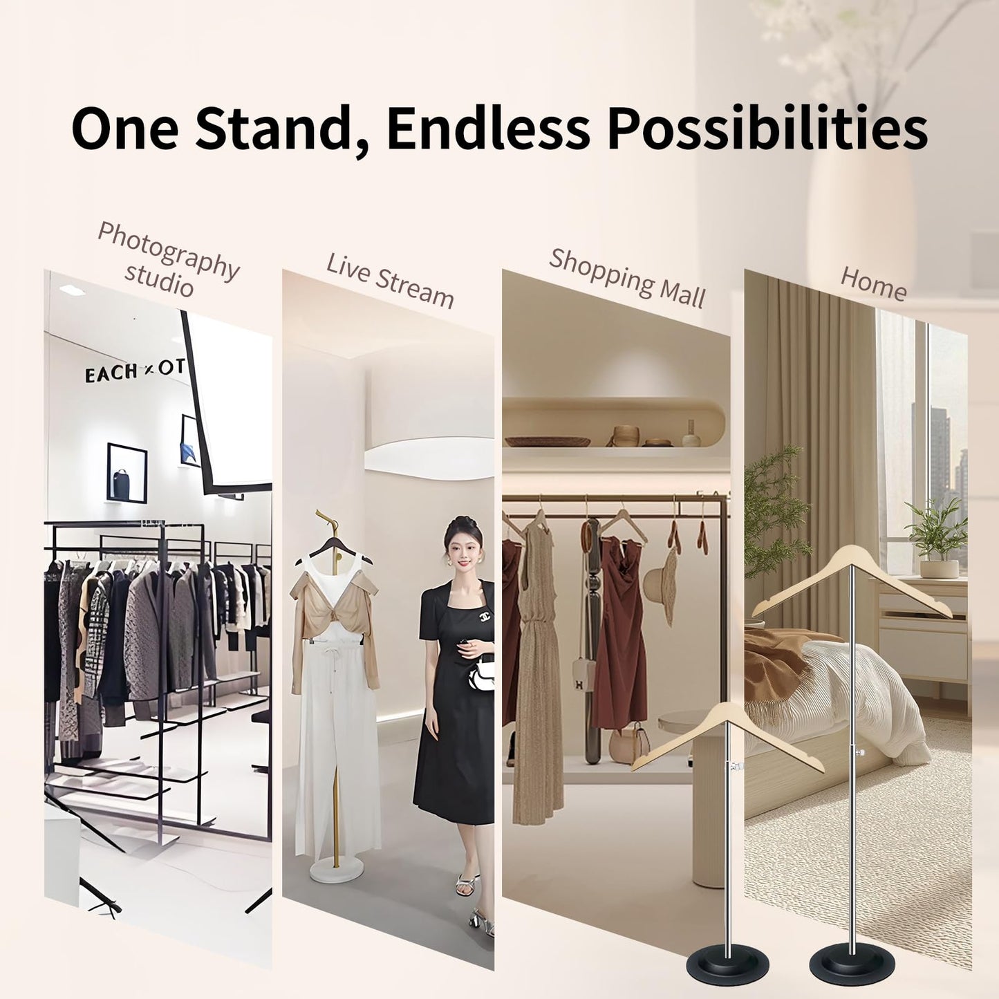 Gecauoea Shirt Display Stand 20-36“ Mannequin Torso with Pure Wood Hangers Dual Non-Slip Design, Stable Metal Base, Ideal T-Shirt Dress Form Display for Vendors, Retail, and Daily Use (White, 1 Pack)