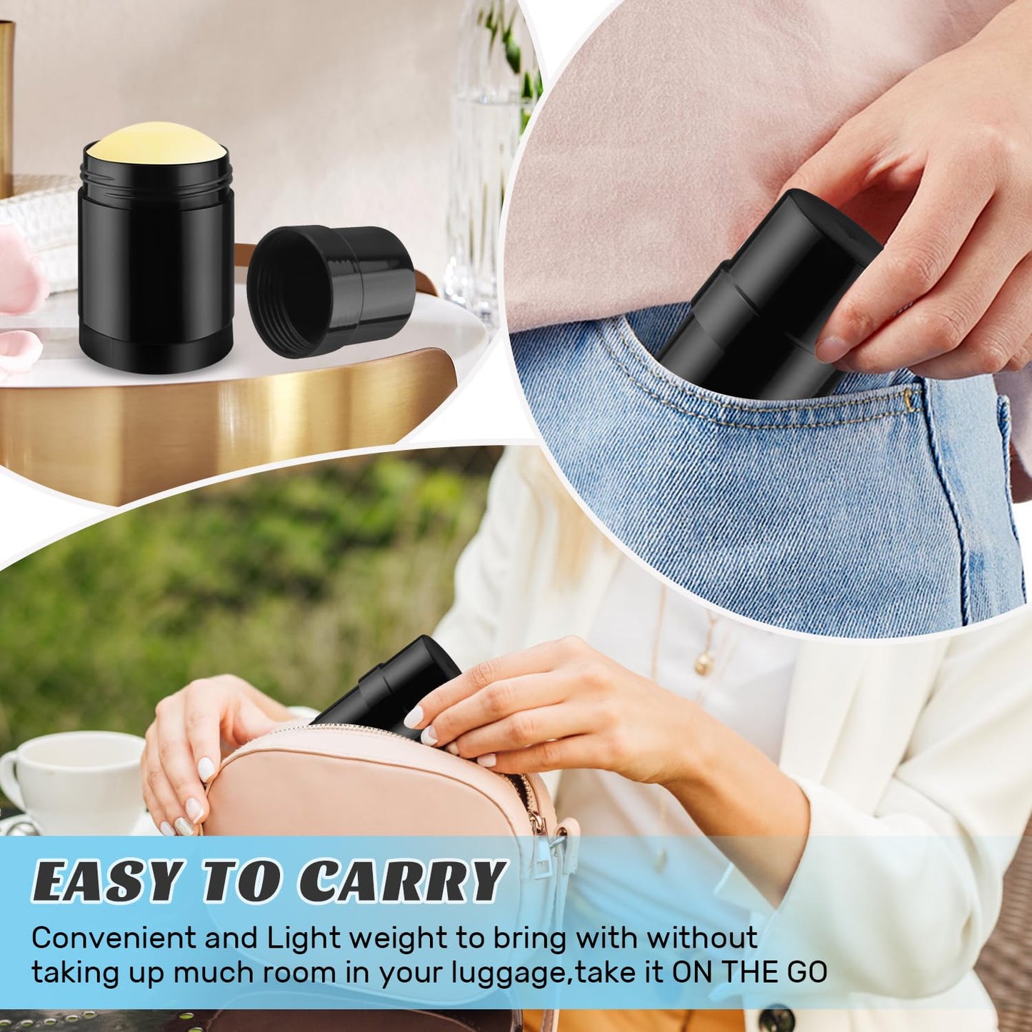 DMuuuDM 15 Pack 1 oz/30ml Plastic Deodorant Containers,Empty Round Twist-Up Solid Stick Tube Container for Homemade Deodorant,Shaving Soap Stick,Heel Lip Balm,Solid Lotion Bars-Top Filling,Black