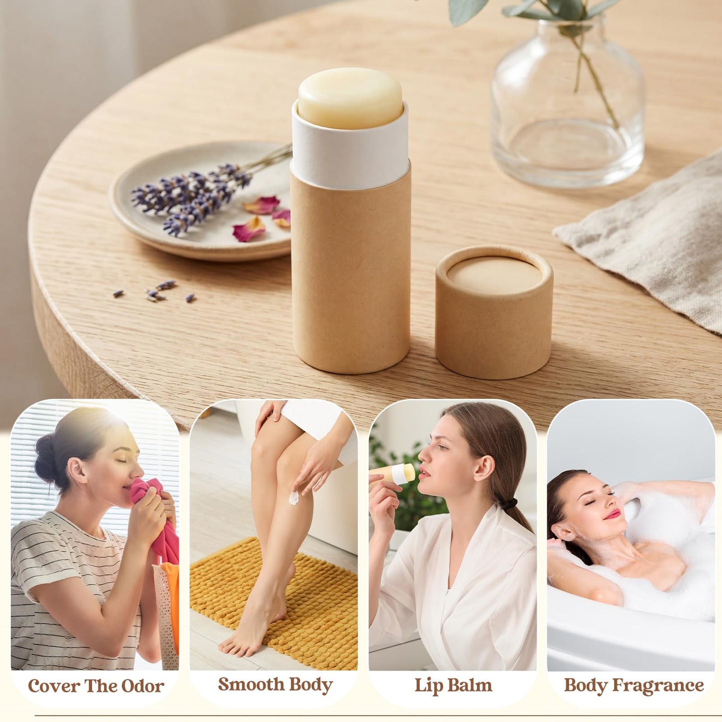 Teenyyou 20 Pcs 2oz Empty Paperboard Deodorant Containers Kraft Cardboard Deodorant Tubes Push-up Lip Balm Tubes Solid Perfume Container Lotion Sticks Jars for DIY Homemade Cosmetic Samples,Brown