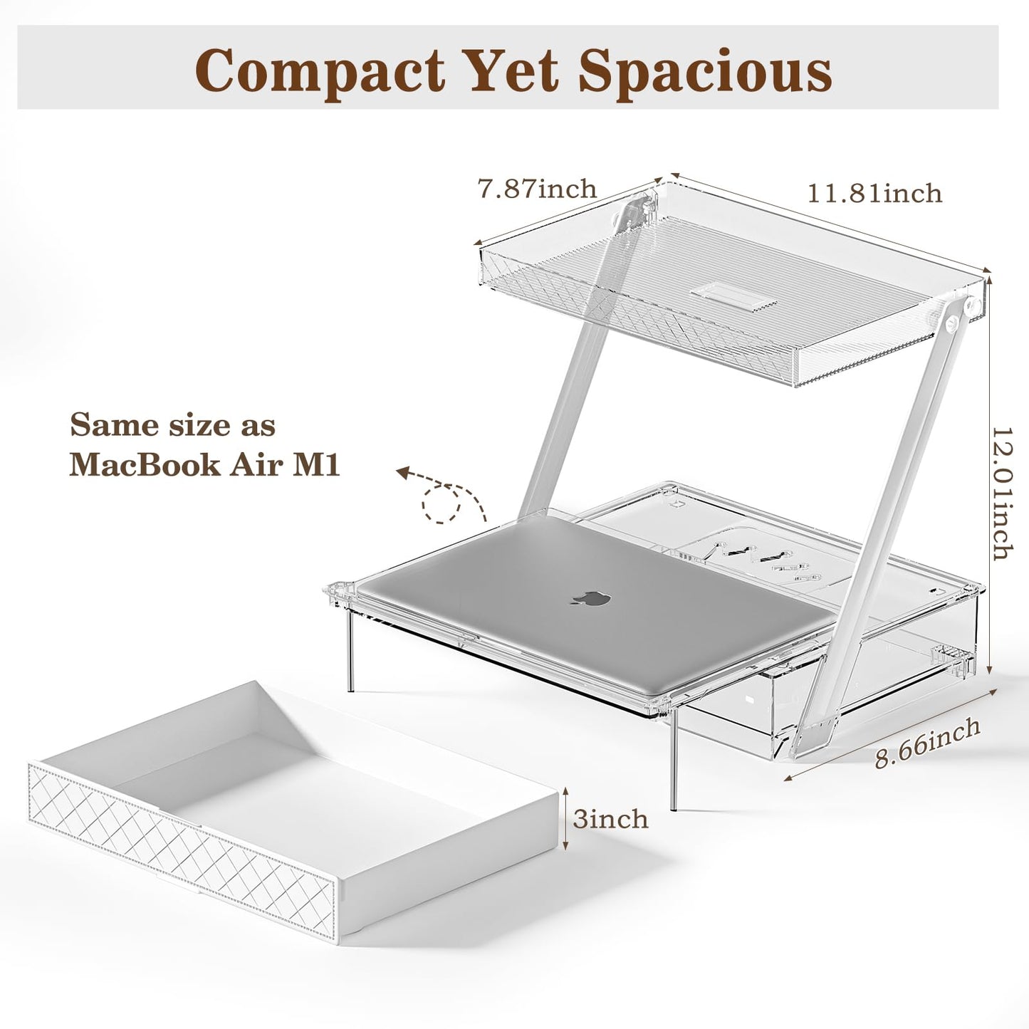 3-Tier Bathroom Countertop Makeup Organizer - Big Make Up Storage with Slide-Out Tray & Bottom Drawer, Transparent Acrylic for Cosmetics Brushes Lipsticks Skincare