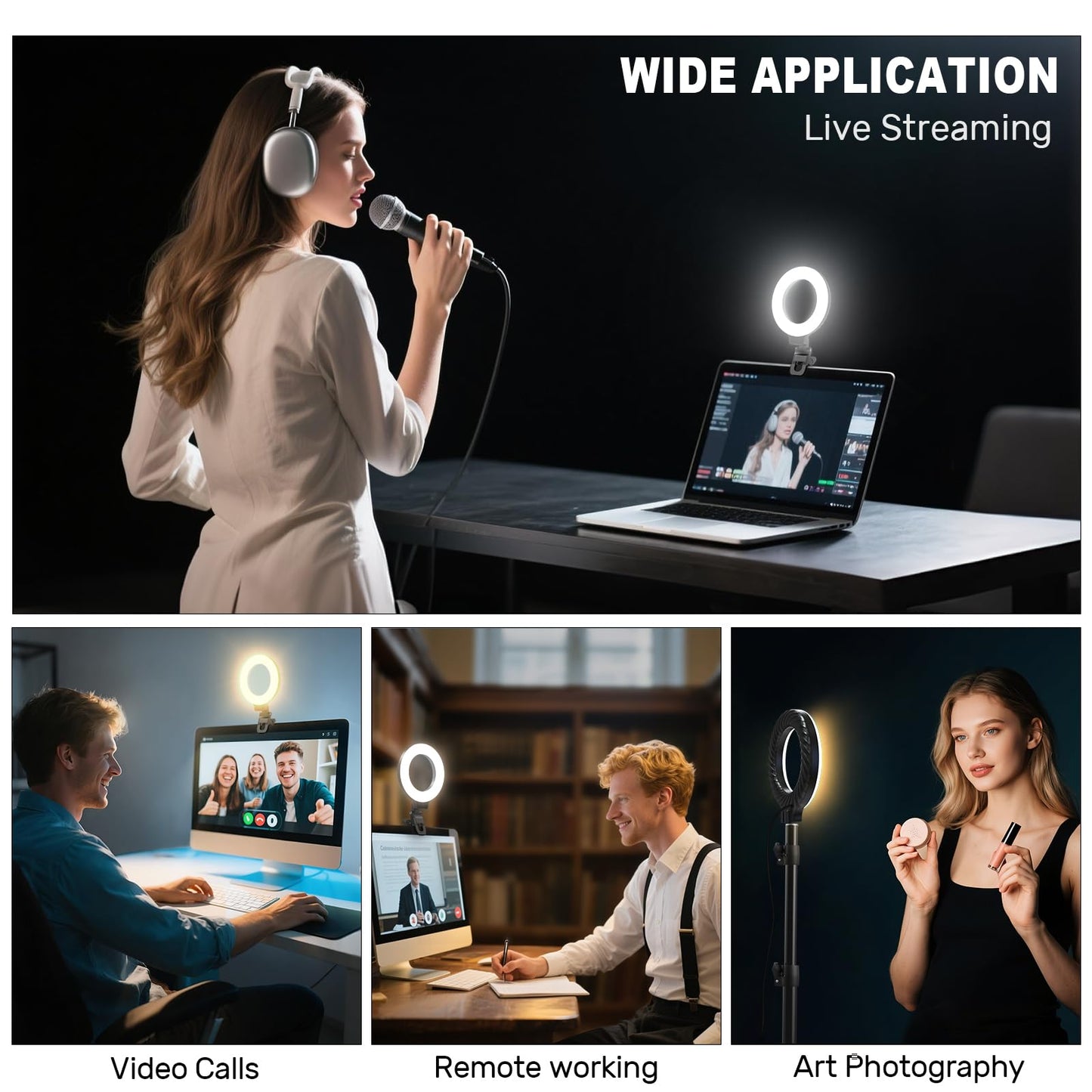 Anautin Ring Light for Video Conference Lighting,360°Adjustable,Portable LED Video Conference Lighting for Monitor,Laptop&Desktop Computer,Streaming Light for Zoom Meetings, Selfie Makeup, Video Calls