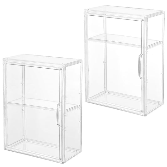 Acrylic Wall Mount Display Case for Collectibles Figures, 2 Tier