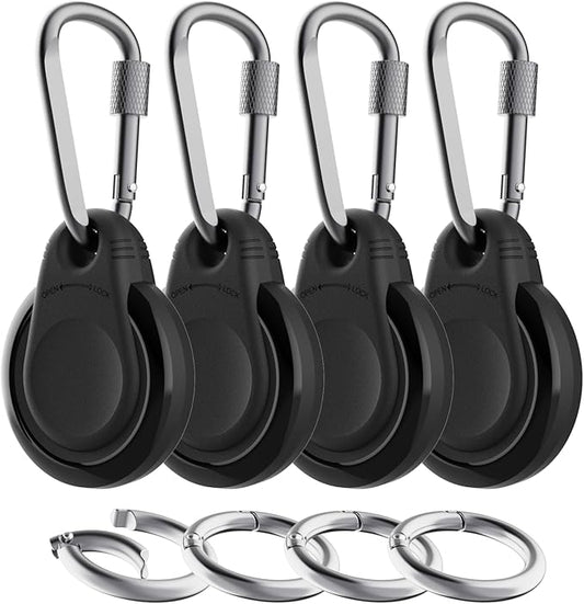 Waterproof Holder for AirTag Keychain Lock Case for Apple AirTags Keyring Durable Lightweight Cover for AirTag for Keys Kids Luggage Backpacks Pet Collar Black 4Pack