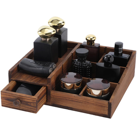 Organizer for Men,Bathroom Countertop Organizers,Perfume Organizer,Cologne Organizers,Bathroom Storage,Perfume Stand,Dresser Organizer,Desk Organizer,Gifts for Men,Adjustable Partition(Bourbon Brown)