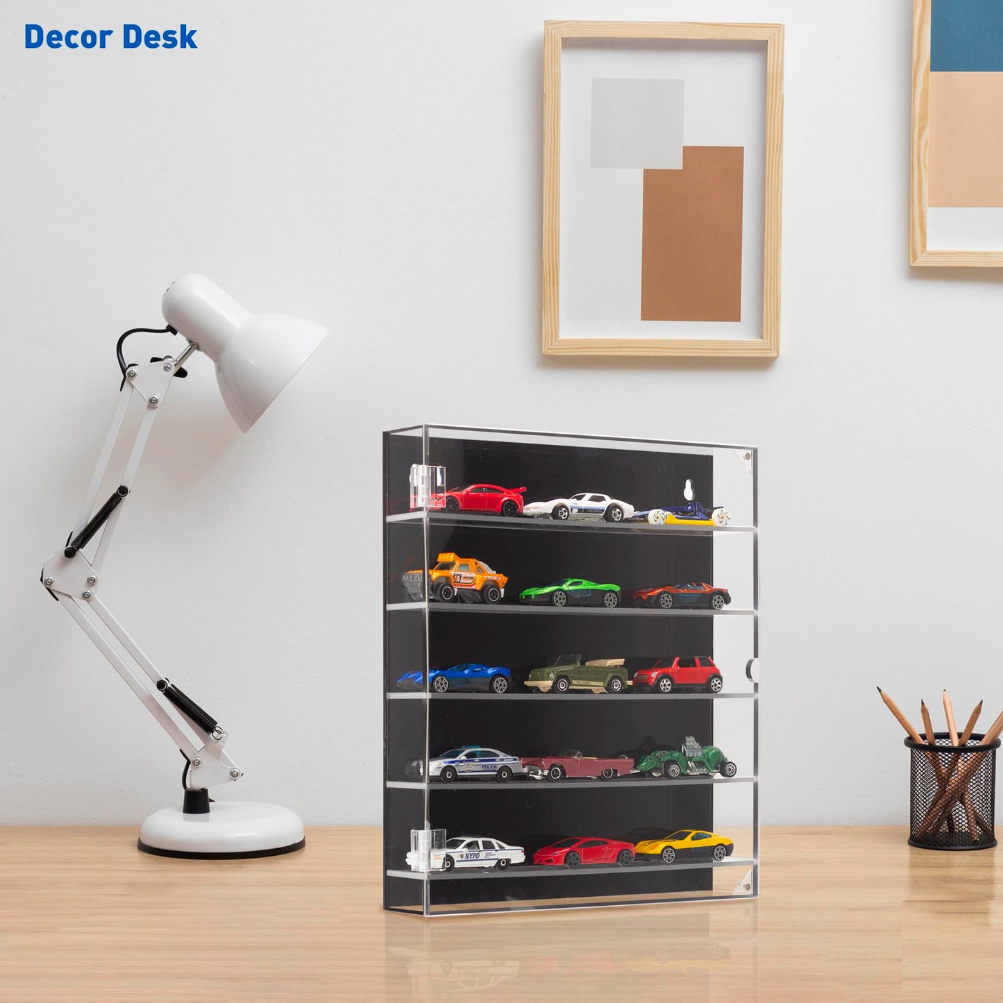 KISLANE 5-Tier Acrylic Toy Car Storage, Toy Cars & Matchbox Cars Display Case, Transparent Toy Car Case Showcase with Magnetic Switch Door (5-Tiers)