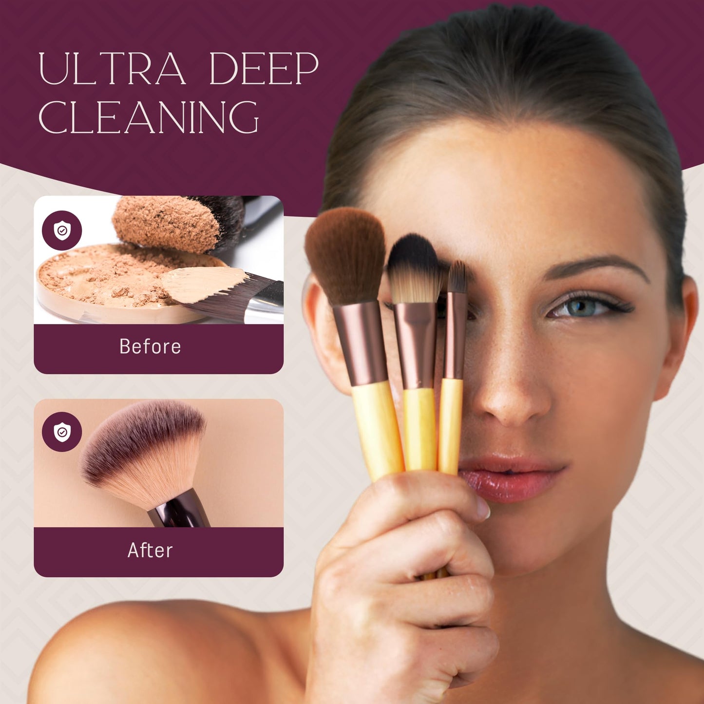 BOLD’N’TRUE BEAUTY Electric Makeup Brush Cleaner Set – Automatic USB-C Deep Cleaning Machine with Rubber Pad, Plug & Gift Bag | Portable Makeup Brush Washer, Perfect Beauty Gift for Her
