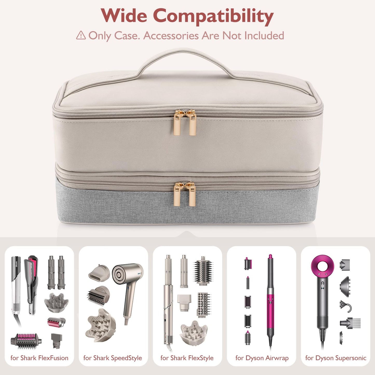 Travel Carrying Case for Shark Hair Dryer Flexstyle FlexFusion Airwrap Brush Double-Layer Hair Accessories Tools Storage Bag for Revlon Hairdryer Styler Organizer