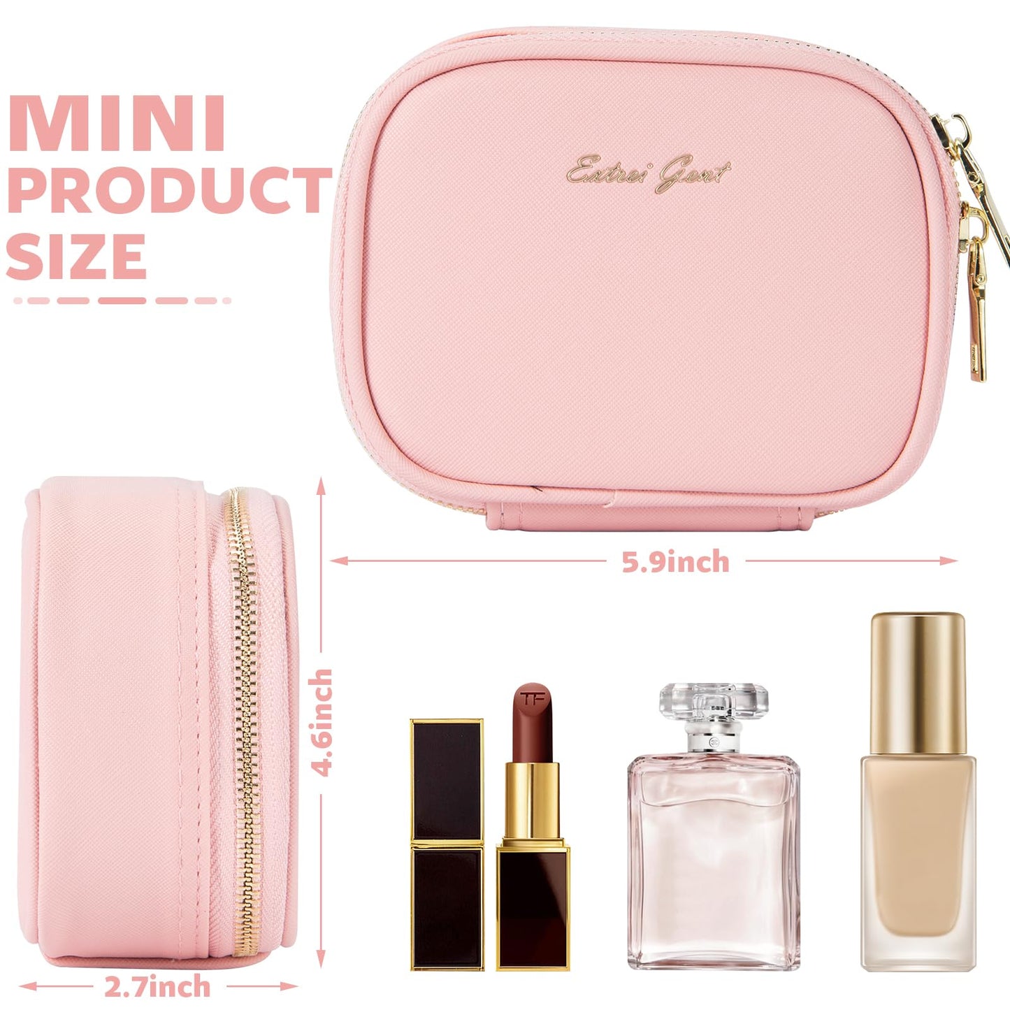 Mini Makeup Bag with Led Mirror, Small Travel Make up Bag 3 Light Modes Adjustable Brightness, for Women Organizer Cosmetic Bag, Portable Travel Train Toiletry Bag, for Pool Parties Work Touch-Ups