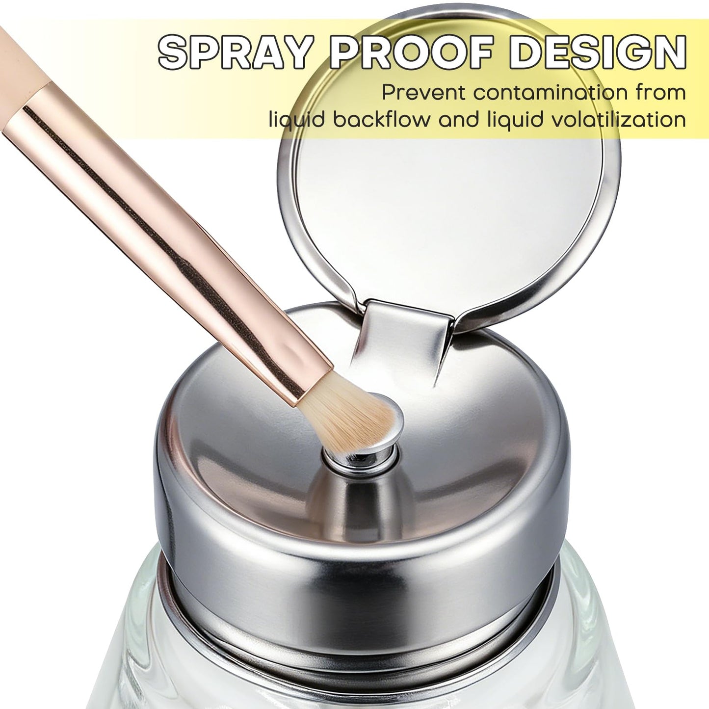 2 PCS 6Oz / 180ml Glass Acetone Pump Dispenser, Cone Alcohol Dispenser Push Down Nail Bottle Pump for Makeup, Acetone Bottle Dispenser for Nail Polish Remover Push Down Pump Dispenser w/Flip Top Cap