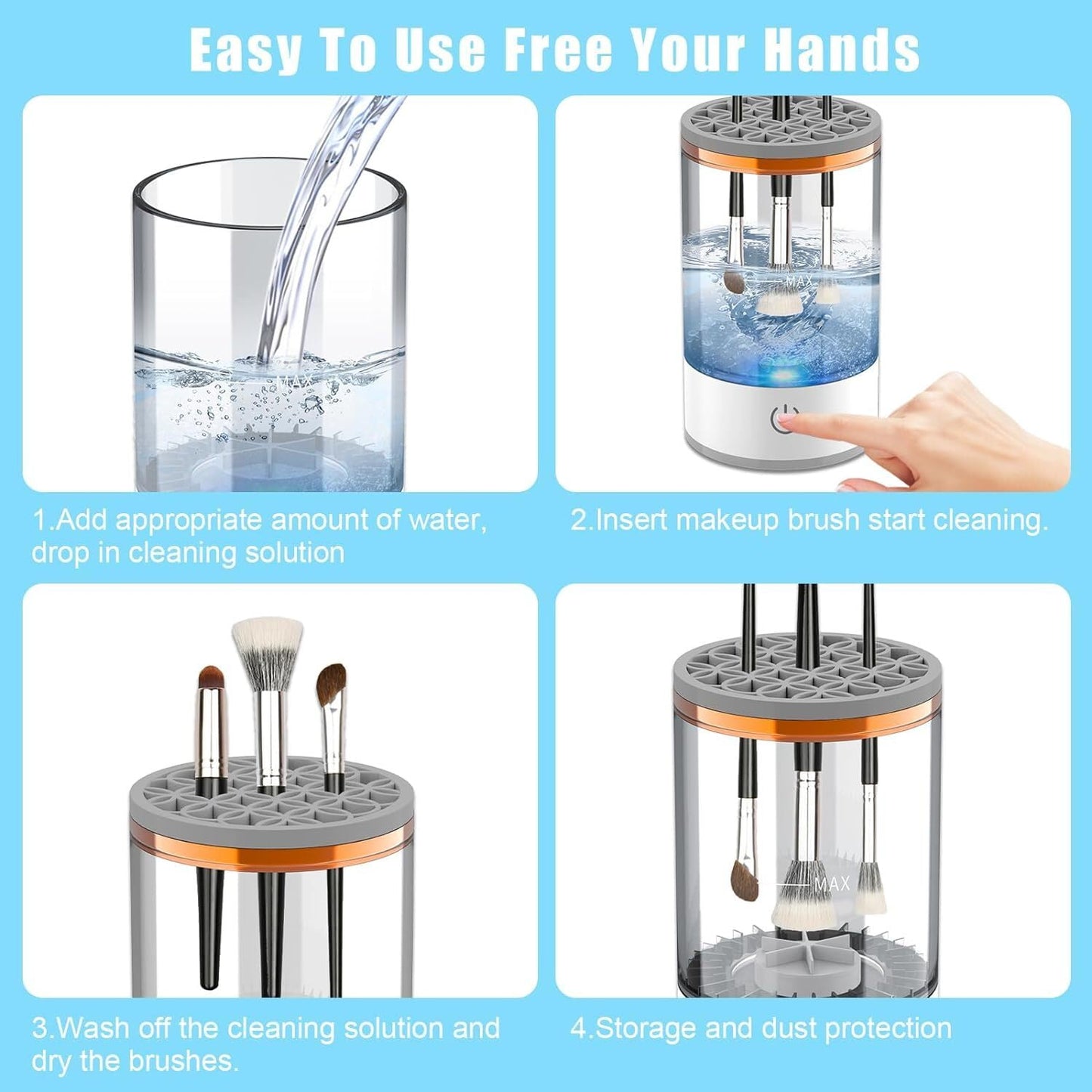 JVedette Makeup Brush Cleaner, The Cozy Luna Brush Cleaner, Electric Makeup Brush Cleaner Machine for Deep Cleaning All Size Makeup Brushe (1PC Transparent)
