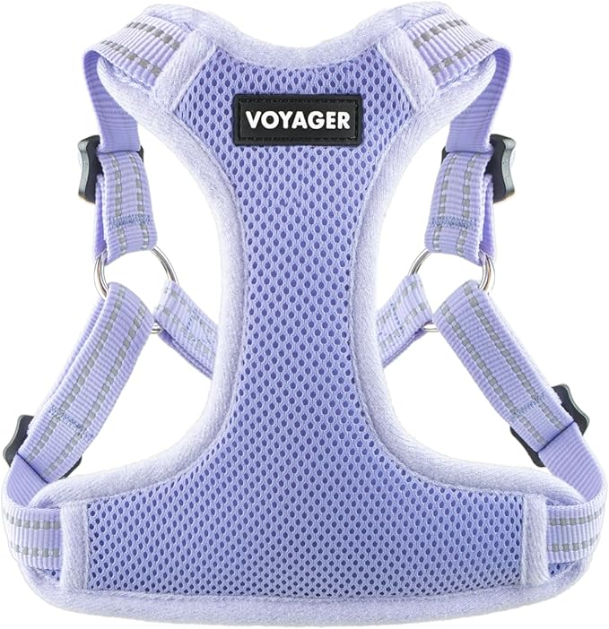 Best Pet Supplies Voyager Mesh Dog Breathable Harness Reflective Stitching, All Weather Adjustable for Walking Training, or Running - Heavy Duty & Durable, Harness (Lavender), S