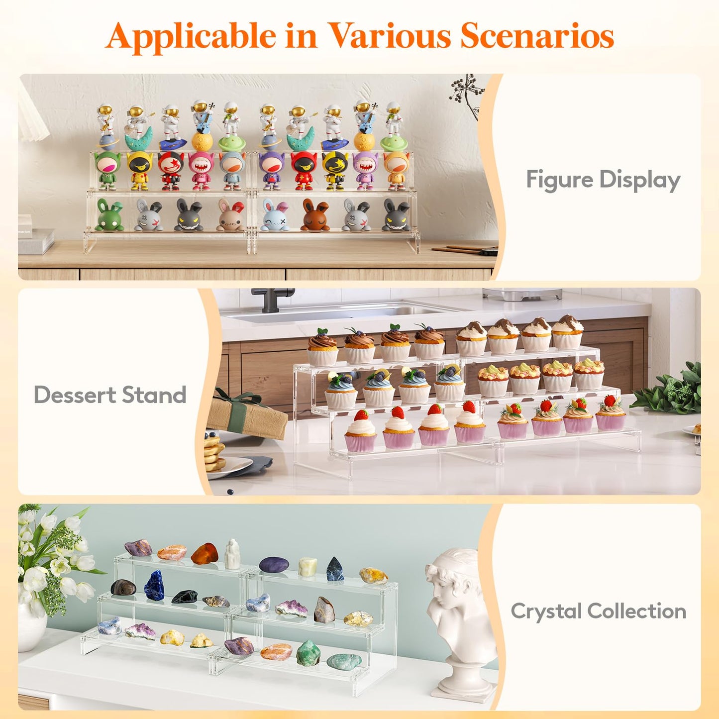 Lifewit Perfume Organizer, Cupcake Stand, Tool-Free Assembly, Plastic Display Shelf for Vanity,Room Décor, Bedroom Storage Organization, 3 Tier 12 Inch, 1 Pcs