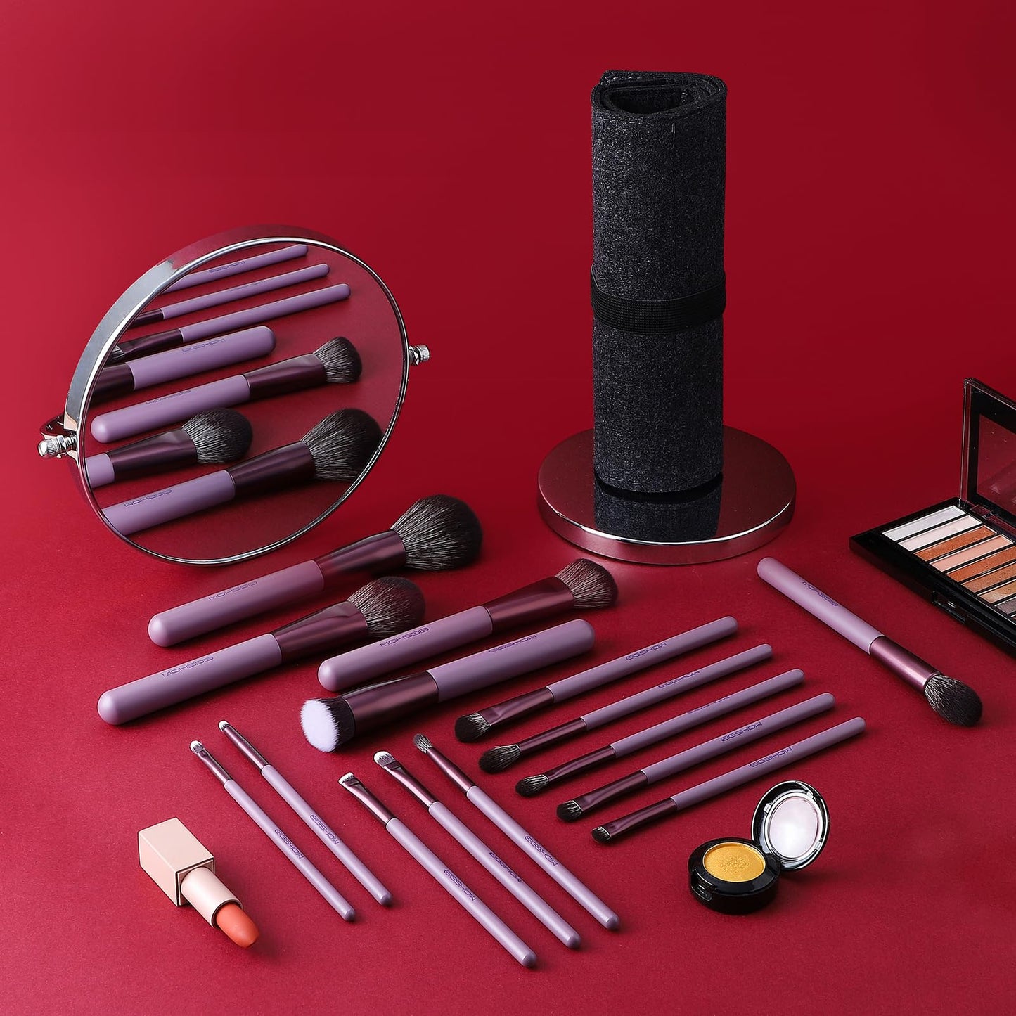 Makeup Brush Set, EIGSHOW Professional Makeup Brushes Kit Foundation Powder Concealers Eye Shadows Makeup 15 Piece for Eye Face Liquid Cream Cosmetics Brushes Kit, Gift for Women, Travel Set(Purple)