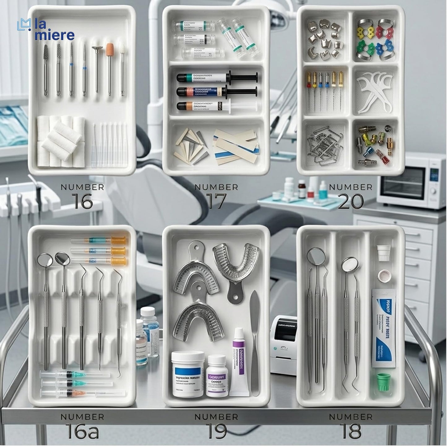 LA MIERE White Instrument Tray & Drawer Organizer, Autoclavable Dental Tray Holder, Warp-Resistant & Easy Clean – 6 Sizes