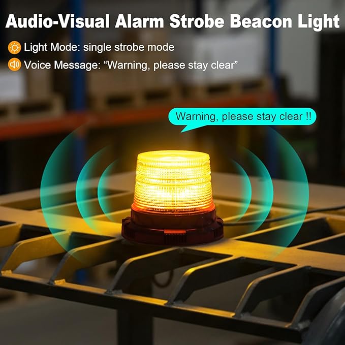 Radar‑Based Safety Warning System, Magnetic Forklift Safety Light 3‑Pack with Radar Sensor, Flashing LED Amber Strobe Light with Voice Alarm for Enhanced Warehouse Safety, DC 12–100V