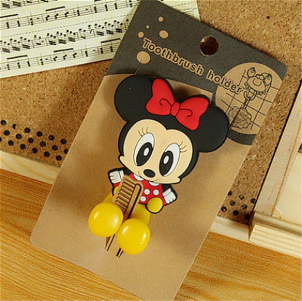 Mickey Minnie 2 pcs Set Toothbrush Holders with Suction Cup for Wall in Bathroom at Home RV Camper Van