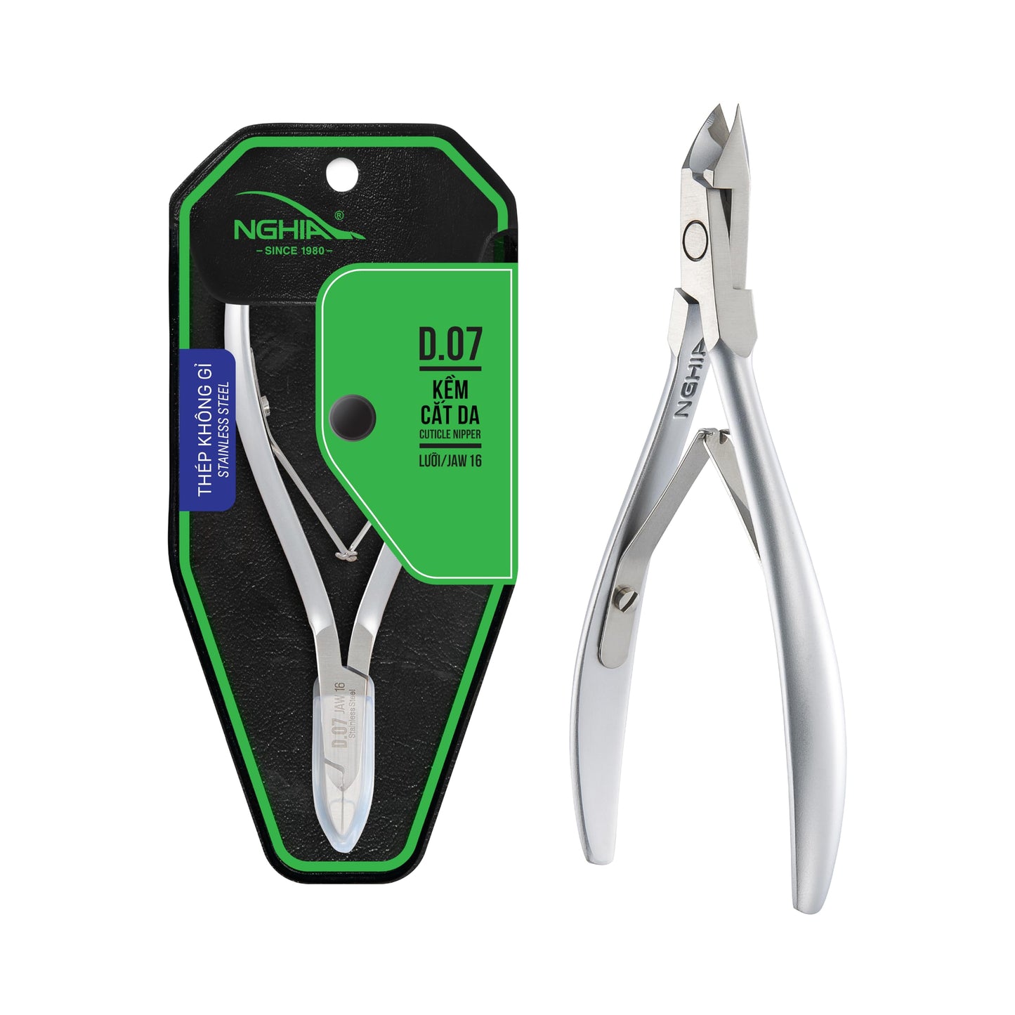NGHIA Cuticle Nipper - D-07 JAW 16 | Stainless Steel | Durable and Sharp | Ergonomic Design | Grey Plated | Ideal for Salons and Home Use