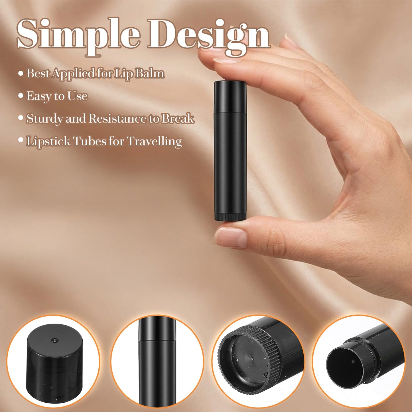 122Pcs Lip Balm Tubes Empty 5ml/0.17oz with Filling Tray & Spatula, Black Refillable Twist-Up Containers for DIY Lip Gloss, Salve, Portable Travel Size