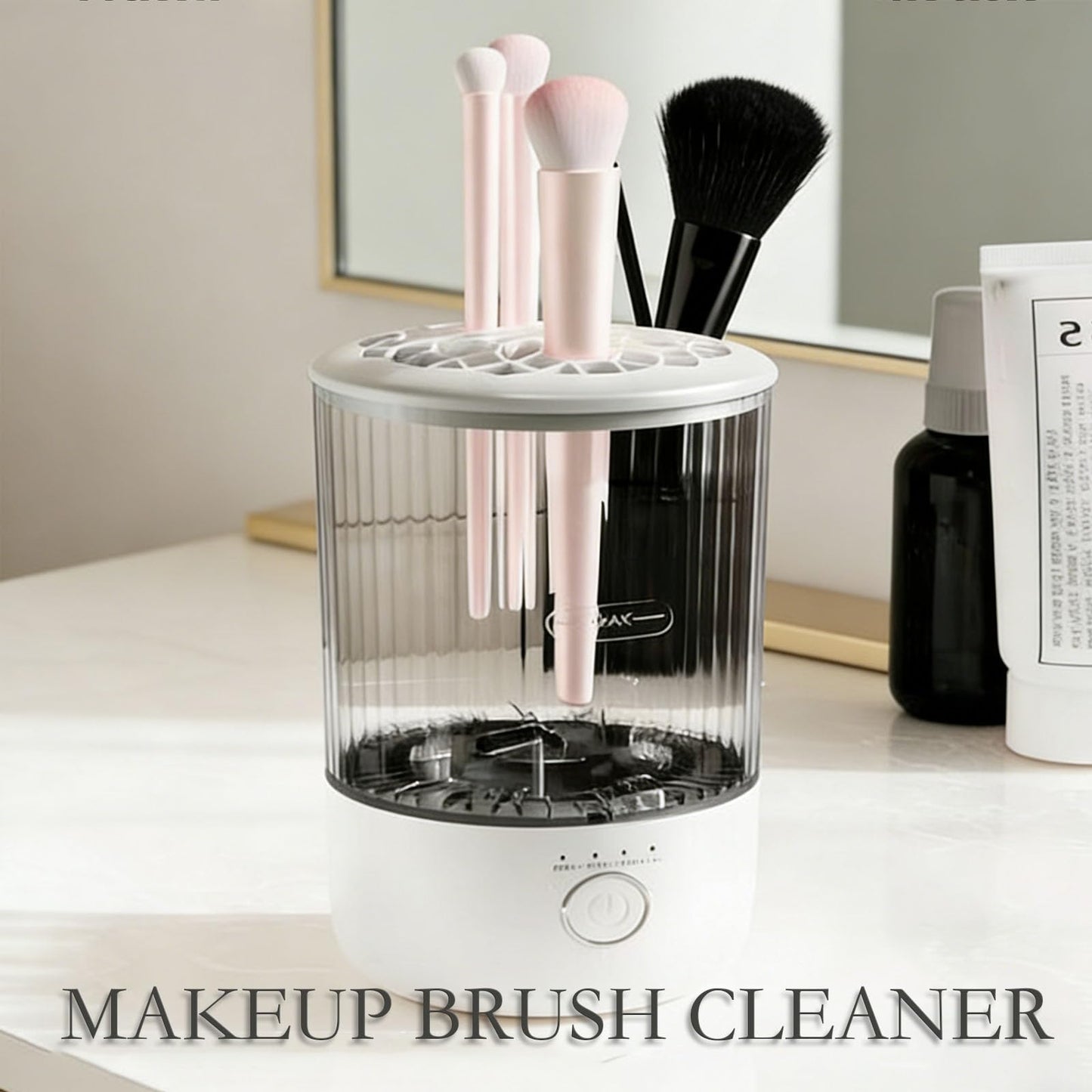 Electric Makeup Brush Cleaner with 4 Timer Settings, Portable Automatic Makeup Brush Cleaner Machine for Travel and Home Use, One-Touch Cleaning with 1800mAh Rechargeable Battery for All Brush Sizes