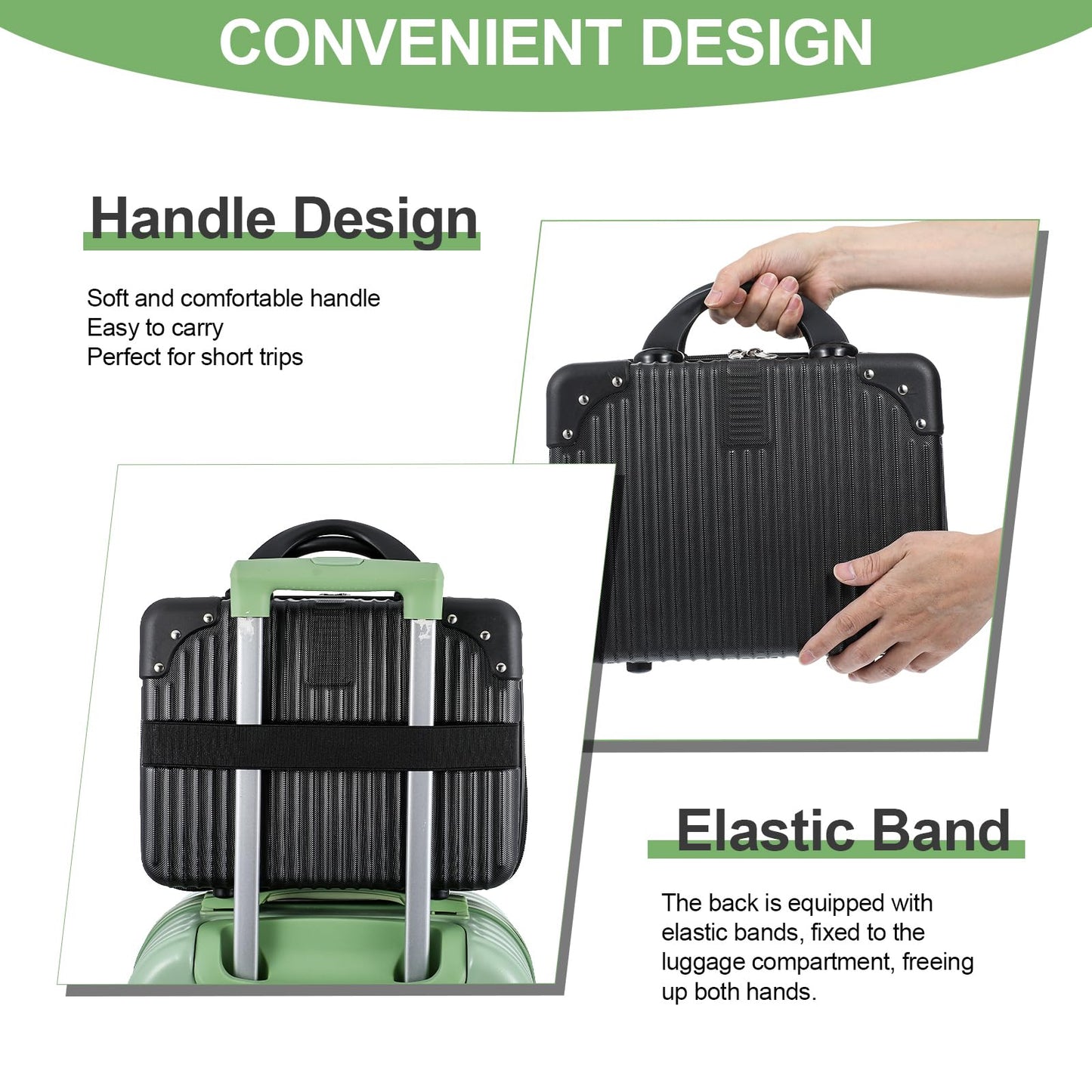 wutfuooo 14 Inch Hard Shell Makeup Case, Portable Mini Makeup Suitcase for Hand Luggage with Elastic Band, Pressure-proof Makeup Carrying Case, Lightweight Small Hard Shell Cosmetic Travel Case