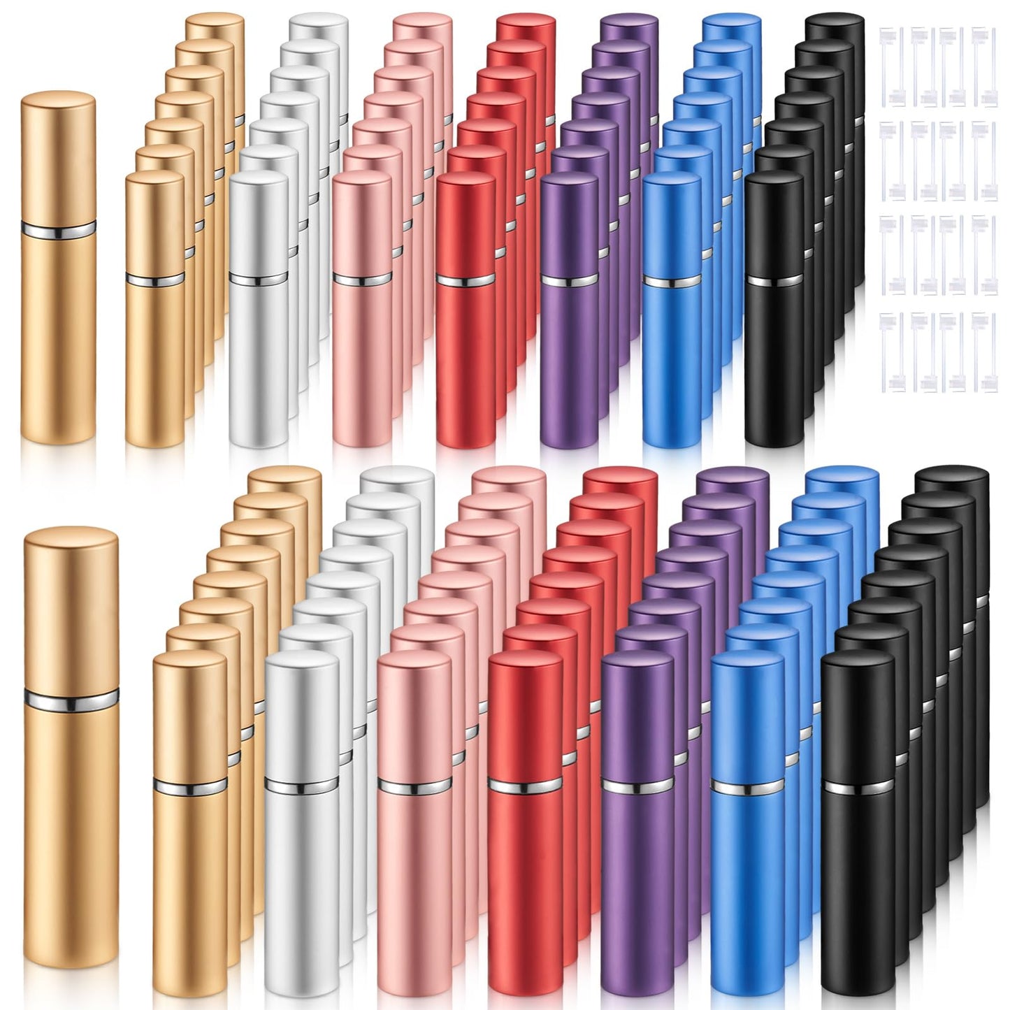 Motiskyy 105 Pcs 5ml 10ml Mini Perfume Atomizer Refillable Travel Spray Bottles Bulk Empty Dispenser Kit for Perfume Makers with Refill Pump Transfer Tool for Outgoing Fragrance Vendor Samples
