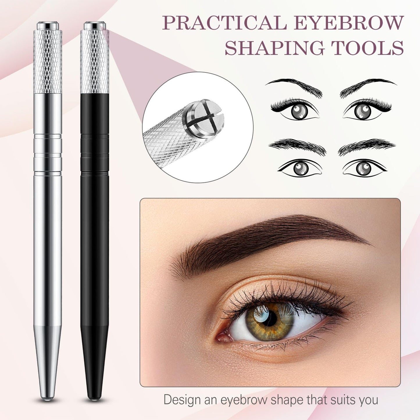 Gisafai 100 Pcs Microblading Pen Manual Eyebrow Pens Supplies Aluminum Microblade Pen Tool Holder Hand Tools for Makeup Supplies Salons (Silver,Black)