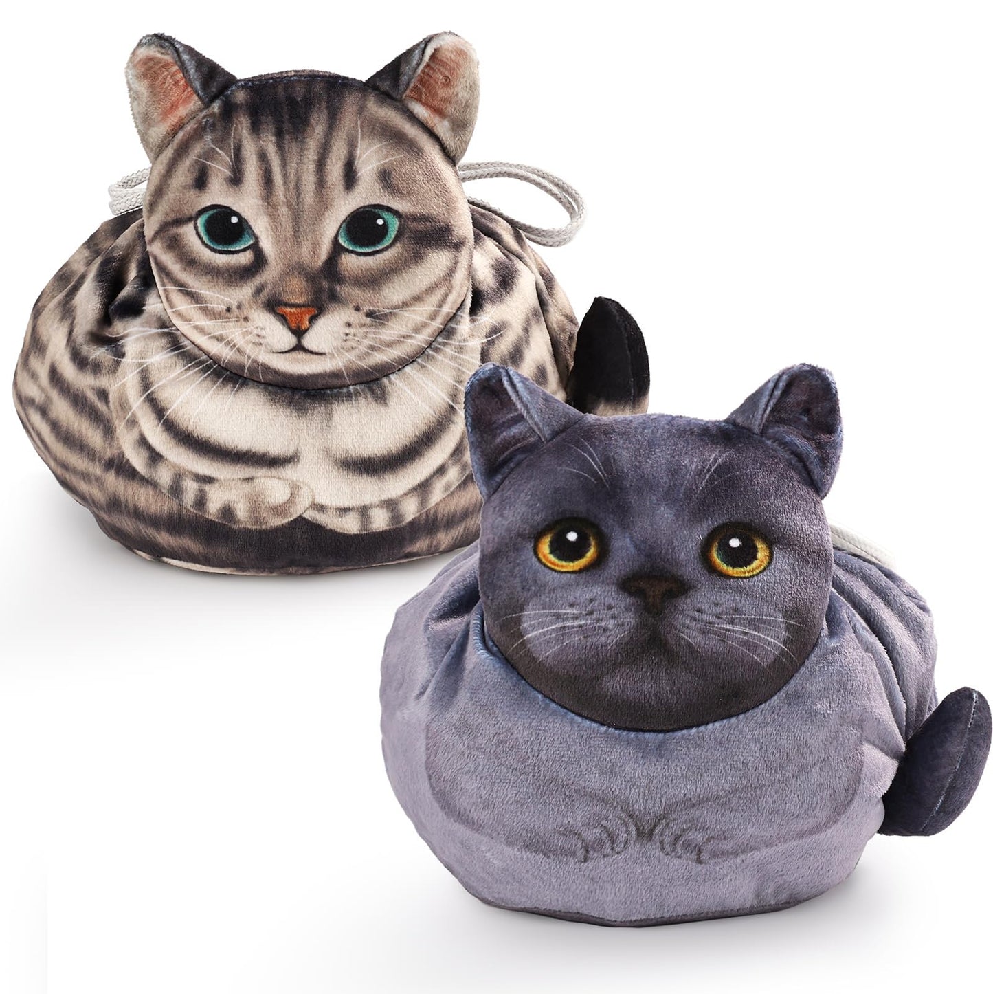 Openhahaha Drawstring Makeup Bag, Cat Makeup Bag, Travel Makeup Organizer, Cosmetic Pouch Bag, Cat Gift for Women, Lay Flat Makeup Bag Gifts for Cat Lovers(2-Pack)