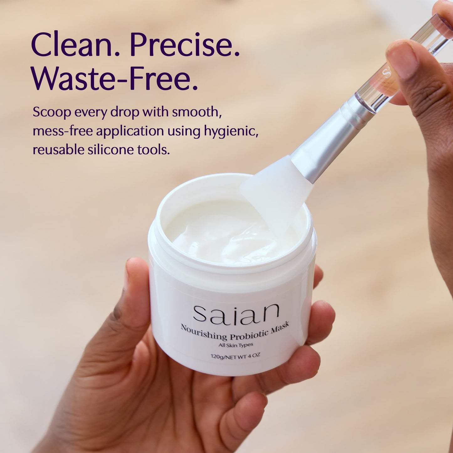 Saian Silicone Mask Brush Face Applicator Spatula Trio - Flexible Handheld Cosmetic Tools for Clay Mask Application - Reusable Scoop and Apply Tool Set with Contoured Heads for Facial Creams and Masks