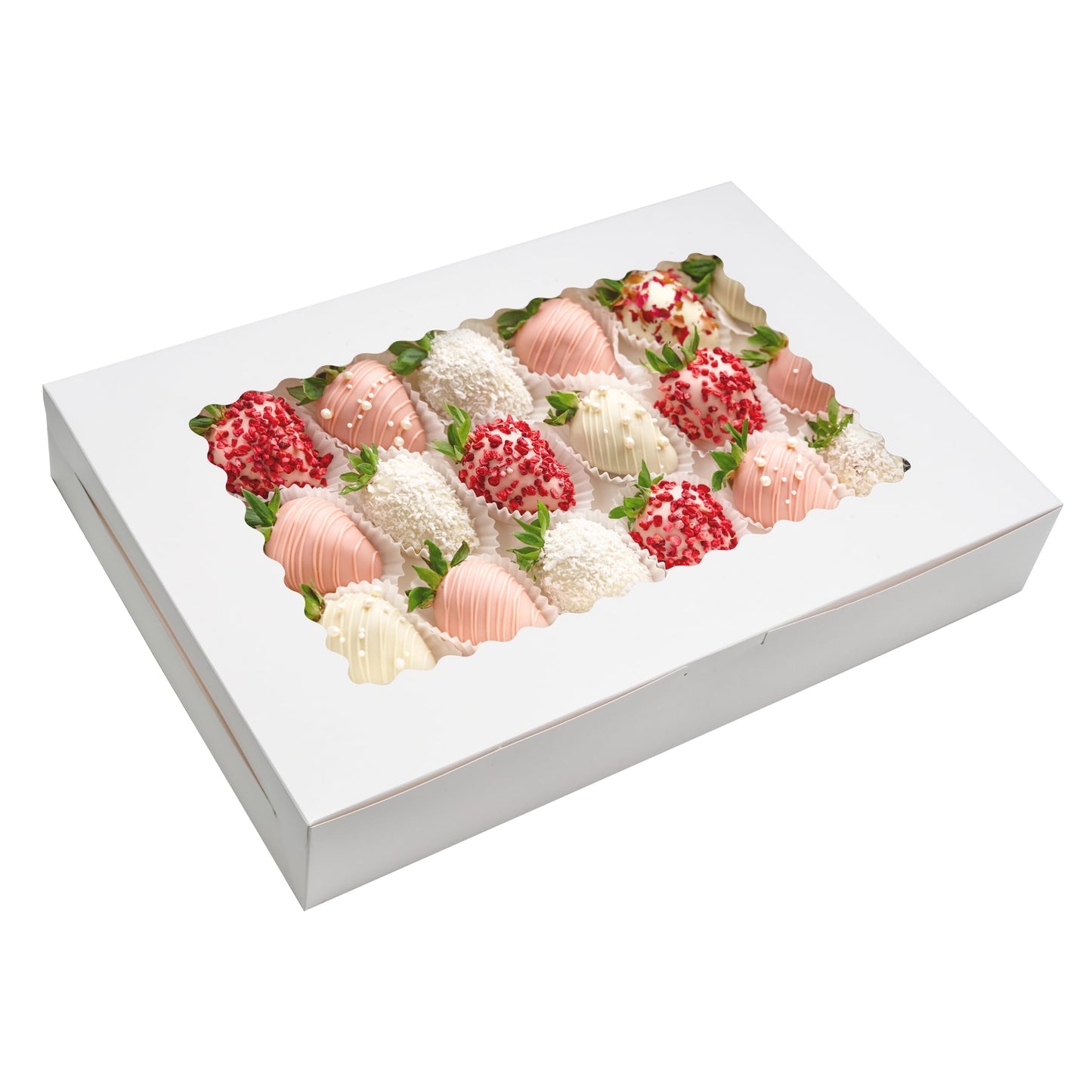 NPLUX 40 Pack Cookie Boxes 16x11x2.5inch Bakery Boxes with Window Treat Boxes for Cookie Packaging Gift Giving Dessert Boxes for Chocolate Covered Strawberries, Donuts, Graduation Gifts Party Favors