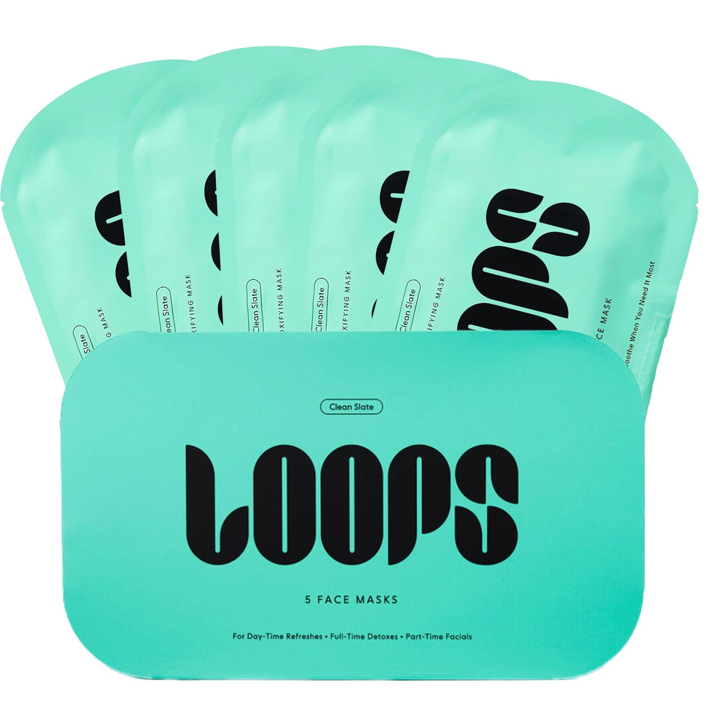 LOOPS CLEAN SLATE - Detoxifying Korean Hydrogel Face Masks - Detoxify, Cleanse, and Soothe - Deeply Purifying and Super Hydrating Radiant Skin Mask Face Mask Minimizes the Look of Pores 5pc