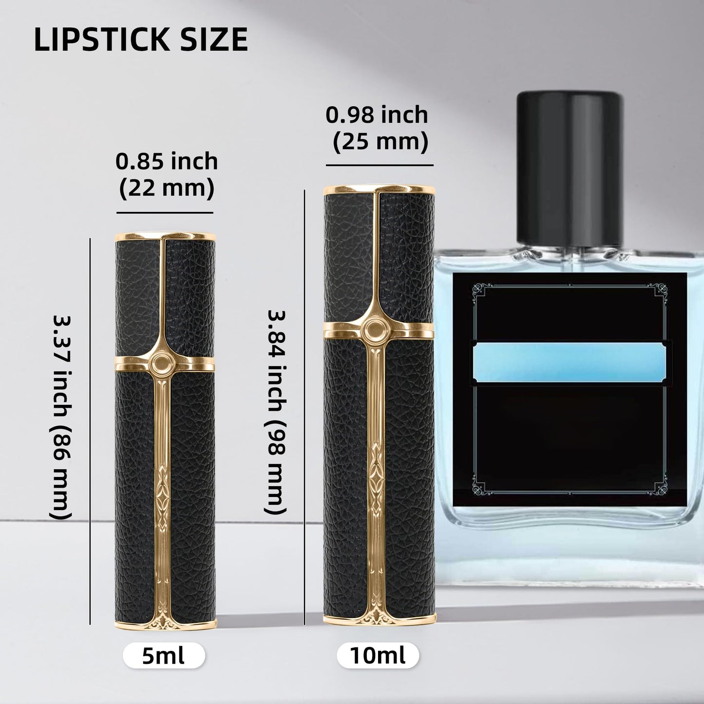 muilsae BF01WHG Leather Perfume Bottle 10ml – Bottom-Fill Refillable Dispenser, Leak-Proof & Portable for Men & Women, Ideal for Travel, Gifting & Daily Use (WHG)