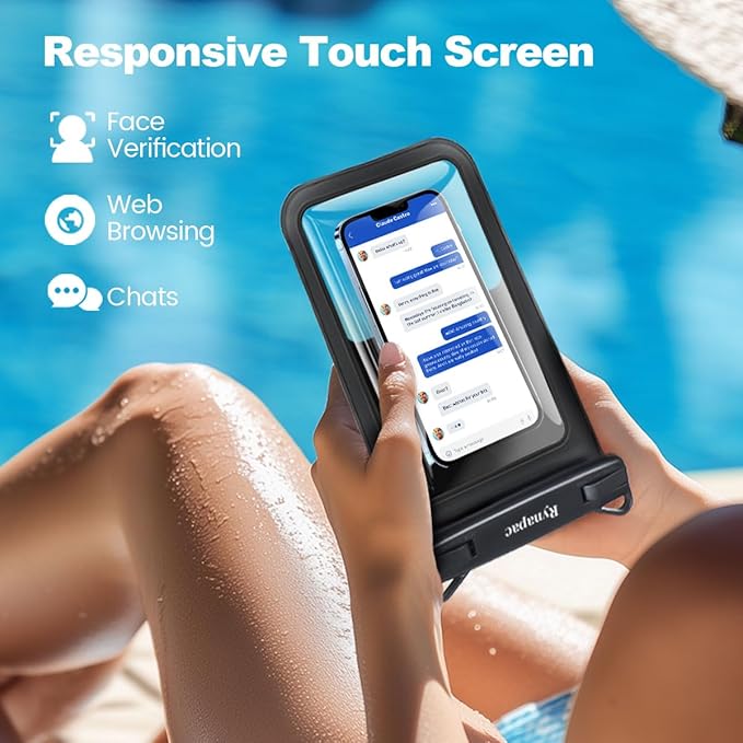 [Up to 10"] Large Waterproof Phone Pouch Bag - 2 Pack Waterproof Phone Case for iPhone 17 16 15 Pro Max Galaxy S25 S24 Ultra, IPX8 Cellphone Water Protector Pouch Beach Essentials Travel Must Haves