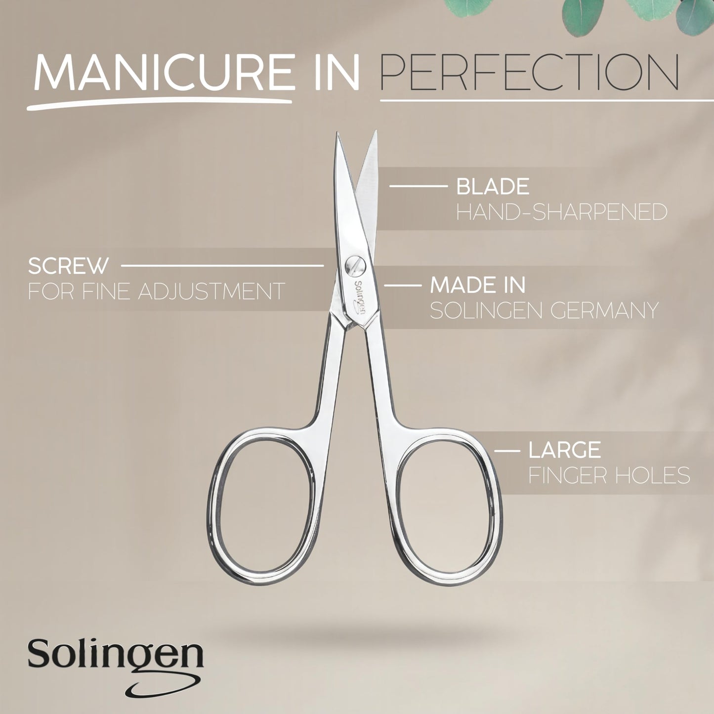 Solingen Nail Scissors Curved Blade – Precision German Steel for Fingernails & Toenails, Manicure & Pedicure, Extra Sharp with Stylish Storage Case